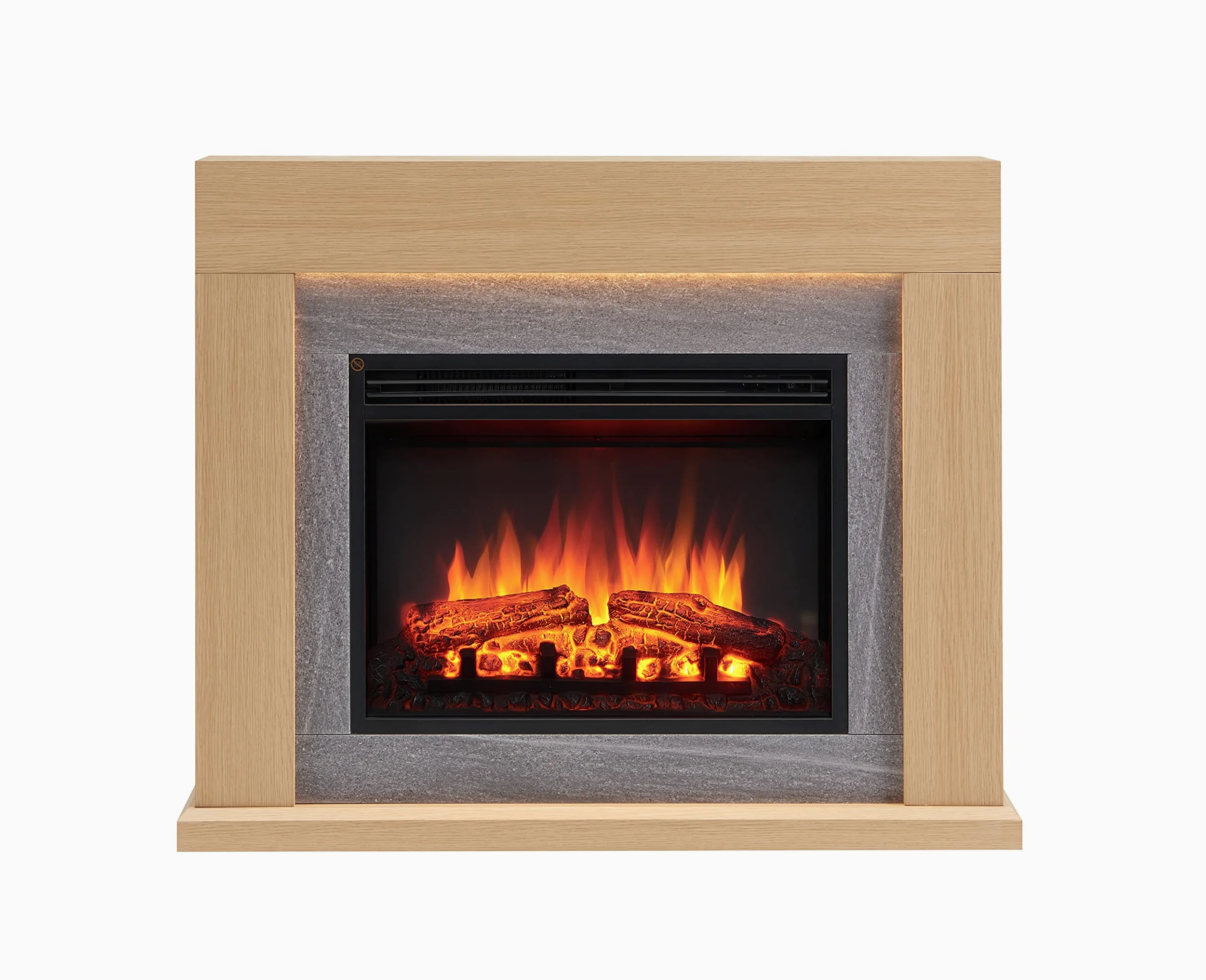 BALDERIA camino elettrico Apollon | Caminetto elettrico da terra effetto fiamma 3D | Riscaldamento elettrico 2000W, luce LED | Focolare elettrico con telecomando, termostato, timer | Marrone chiaro