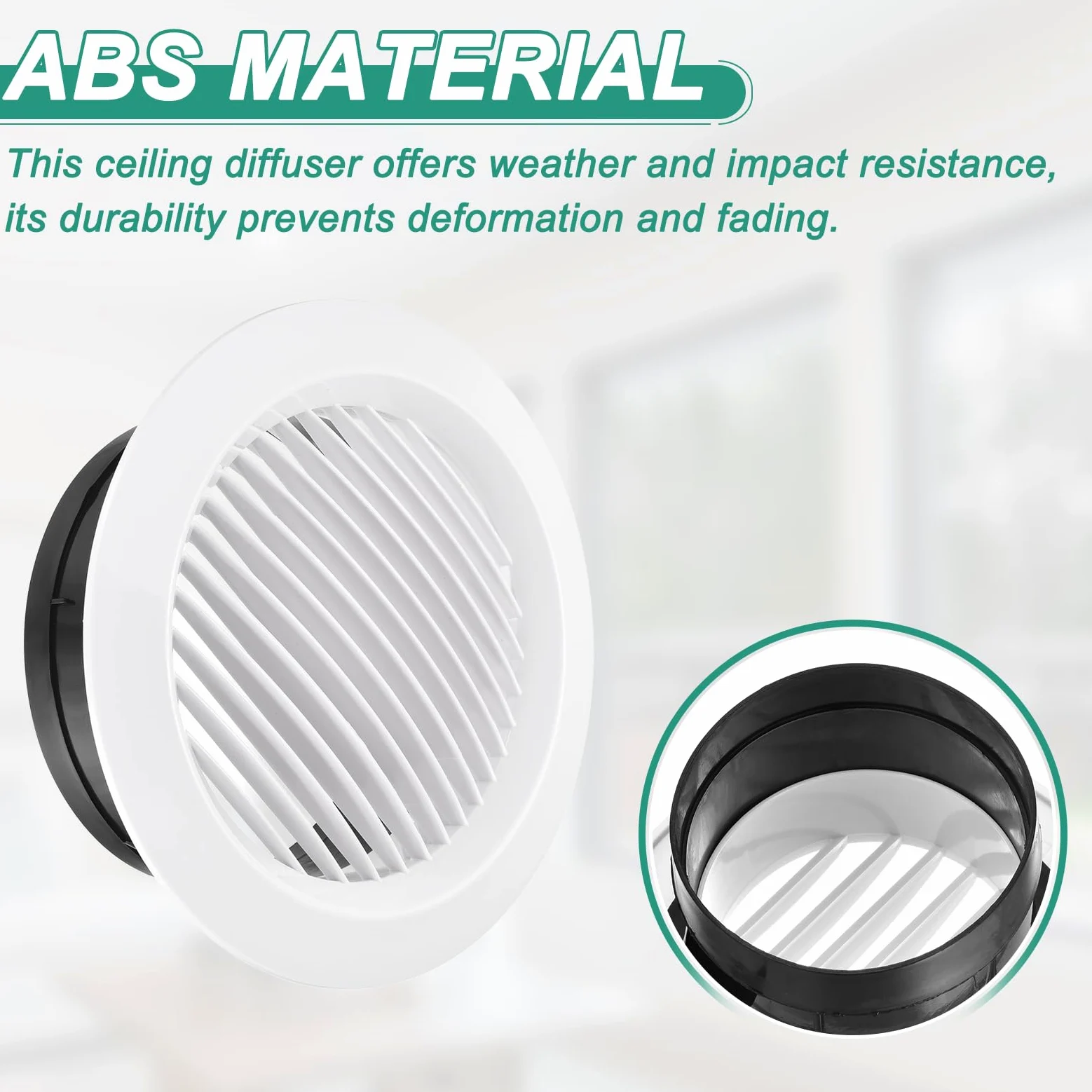 QUARKZMAN Soffit Vent 150mm ABS Rotondo Griglia Di Sfiato Griglia | A Soffitto, Con Persiane Diffusore, Per Soffitto, Per Sistema Di Ventilazione Casa Bagno Ufficio Cucina, 150mm, ABS, Rotondo