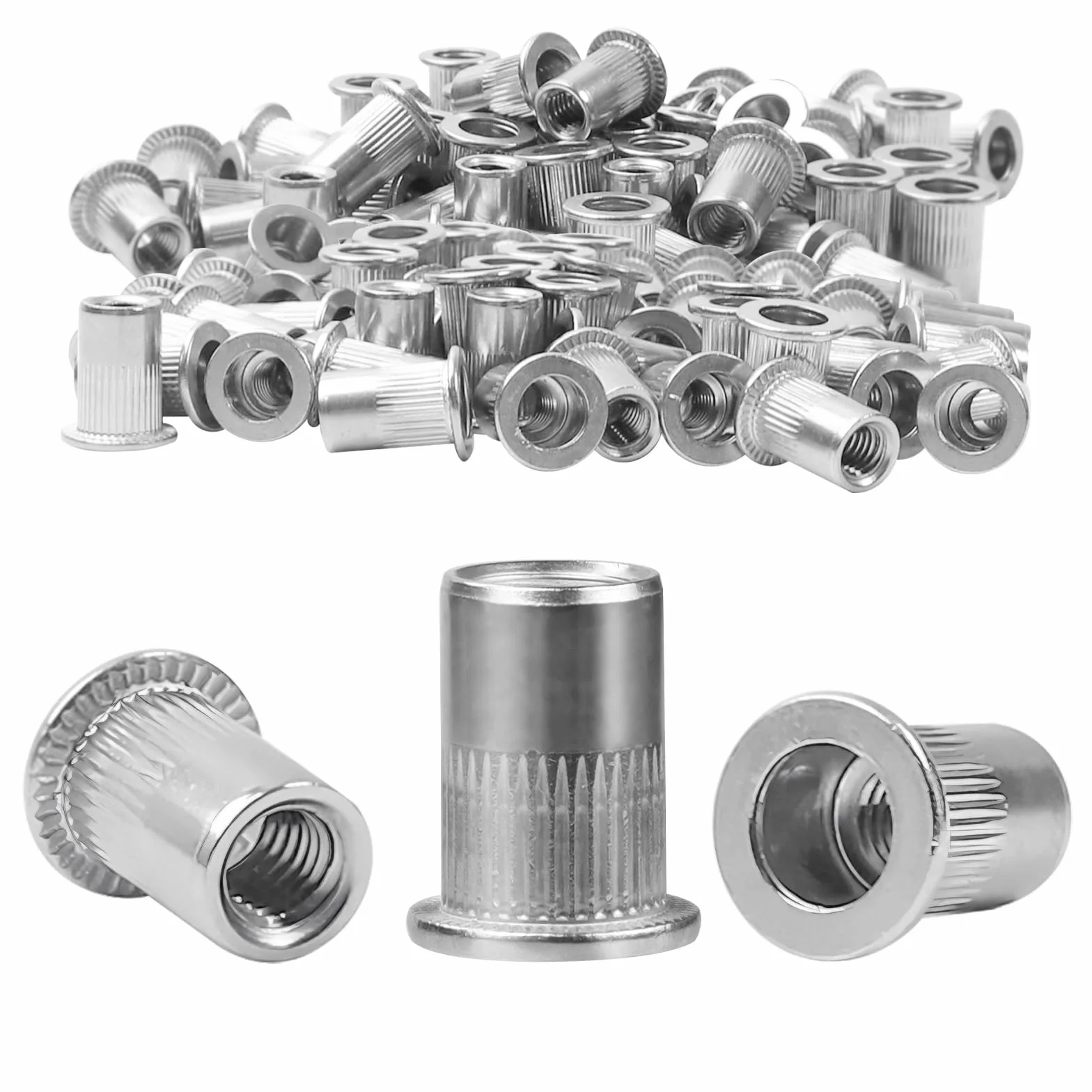 Dadi per rivetti M6/M8 in acciaio inox A2 V2A 60 pezzi ciechi testa piatta