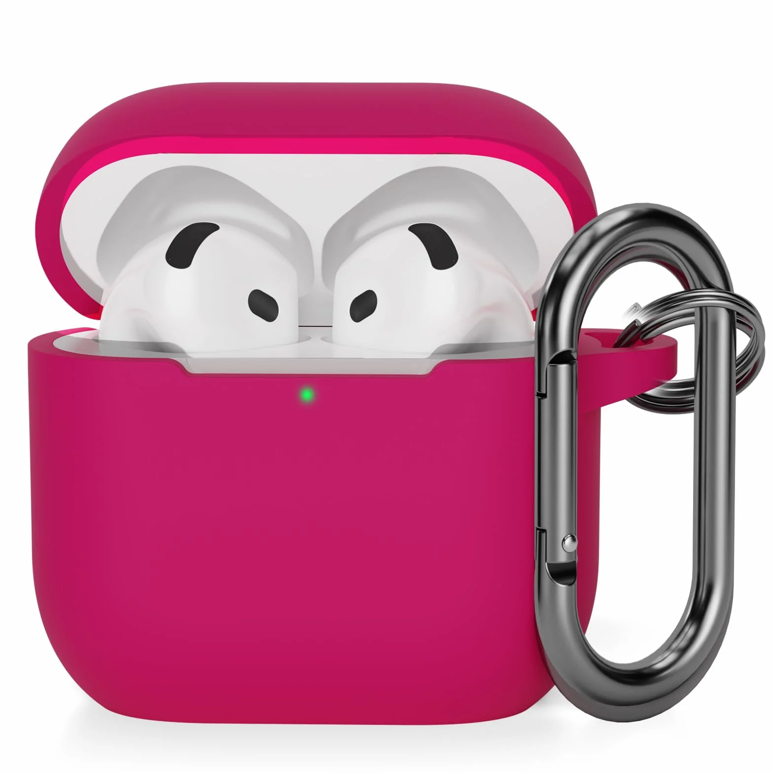 Compatibile con AirPods 4 Custodia Case Cover, Case Protettiva Antiurto Antiscivolo in Silicone per AirPods 4a Generazione (2024) (USB-C) Custodia con Moschettone, Rose Pink