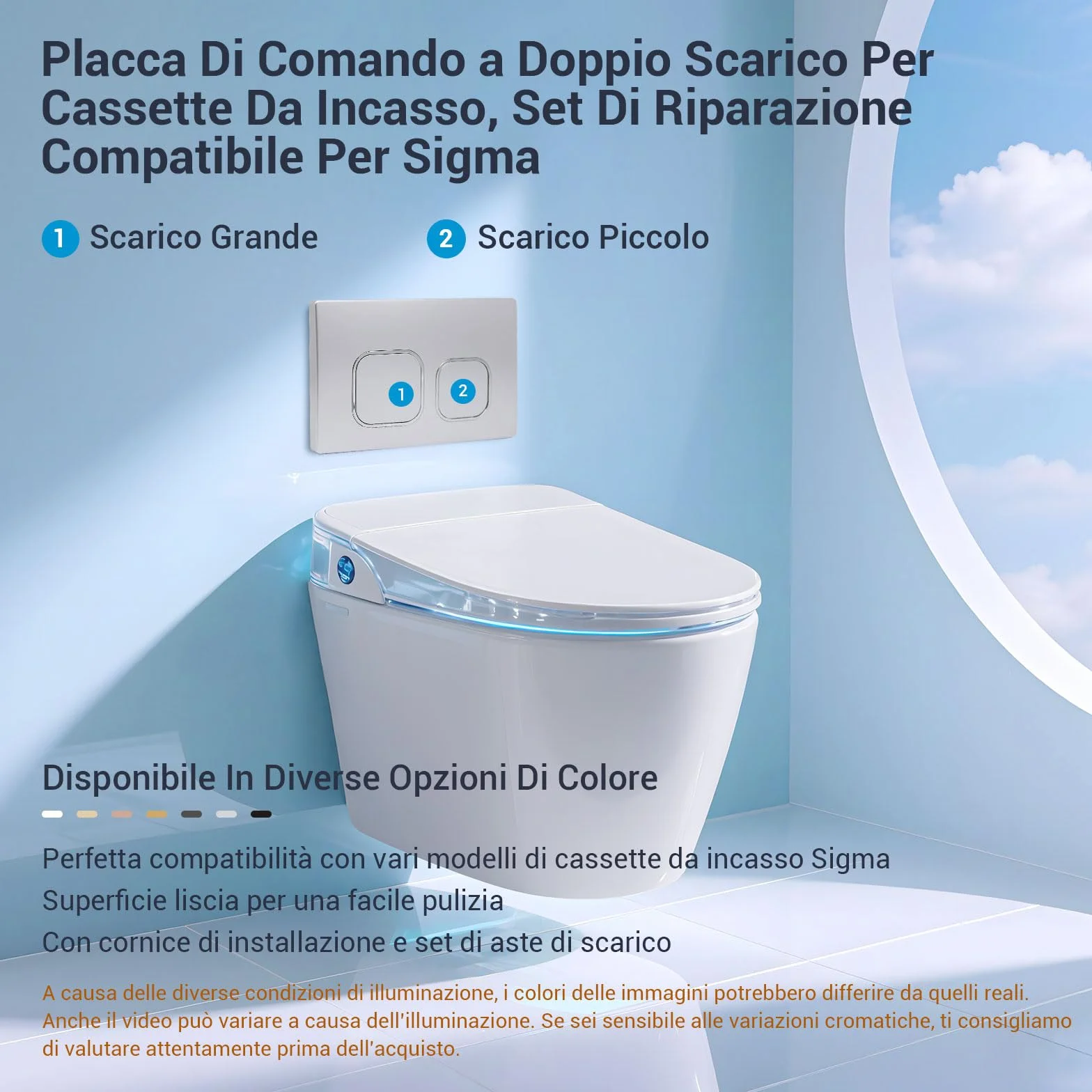 Placca di Comando WC Geberit Sigma UP300 UP320 Doppio Scarico 243×163 mm Argento