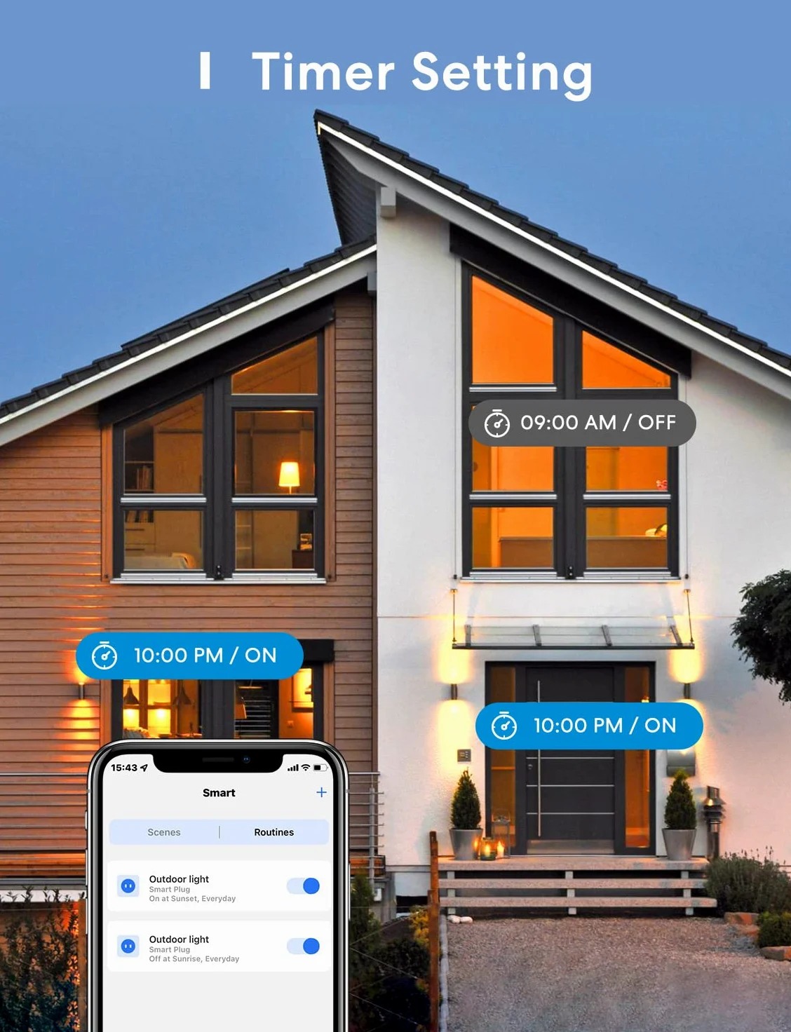 Meross Presa WiFi Esterna, Multipresa Intelligente Outdoor 2 Prese Uscita, Controllo Remoto Separato Tramite App, Compatibile con Alexa, Google Assistant, e SmartThings