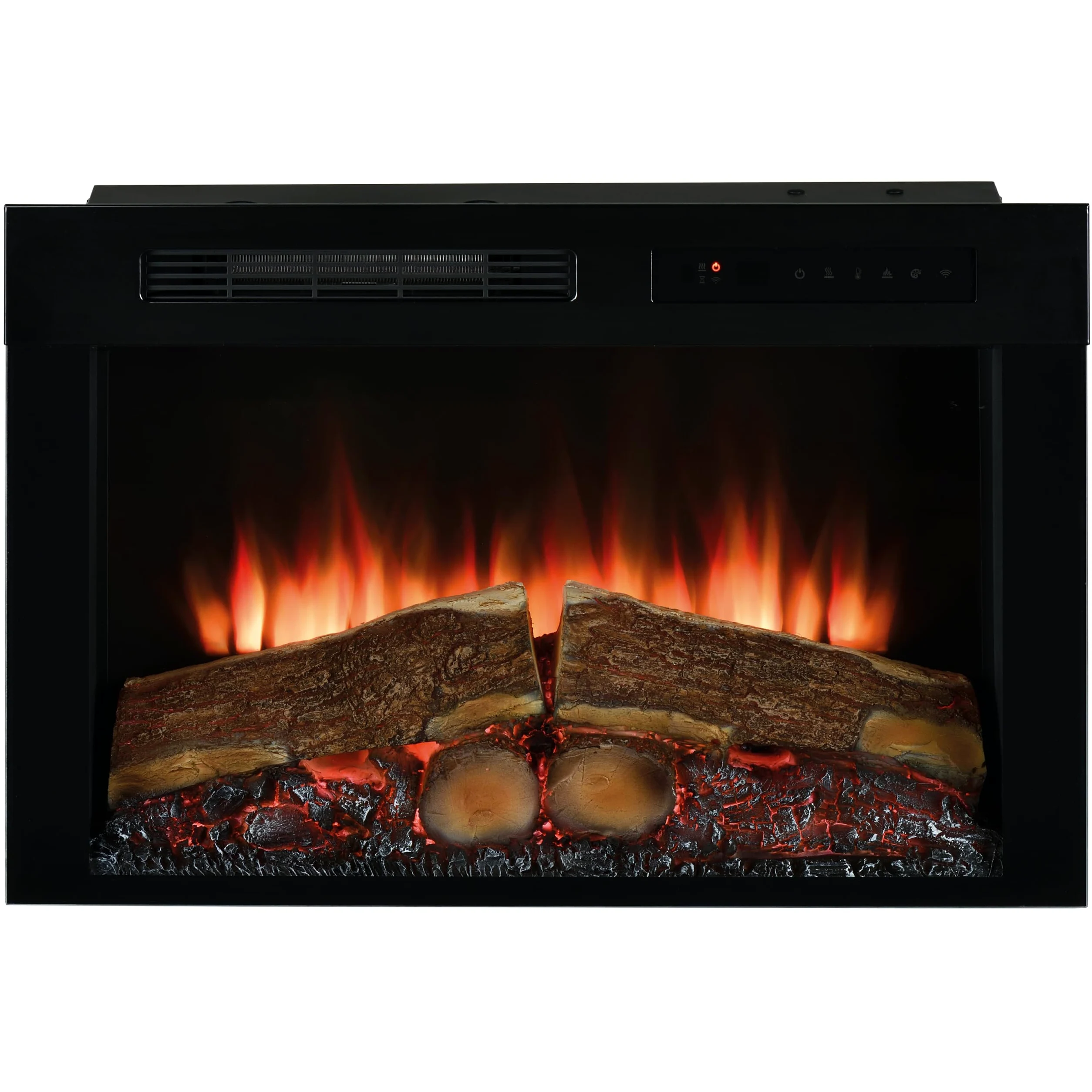 Dimplex Spark 26" Camino Elettrico da Incasso Camino Elettrico da Parete con Termoventilatore 2 kW Effetto Fiamma LED Optiflame, Velocità e Luminosità Regolabili Incluso Timer e Telecomando
