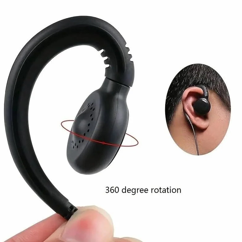 TECHZOCO Auricolare microfono PTT per trasmettitore Walkie, auricolare a forma di G, 2 pin, compatibile con Kenwood Baofeng UV-5R 888S BF-F8HP UV-82 Quansheng UV-K5 Retevis TYT Security Two Way Radio,