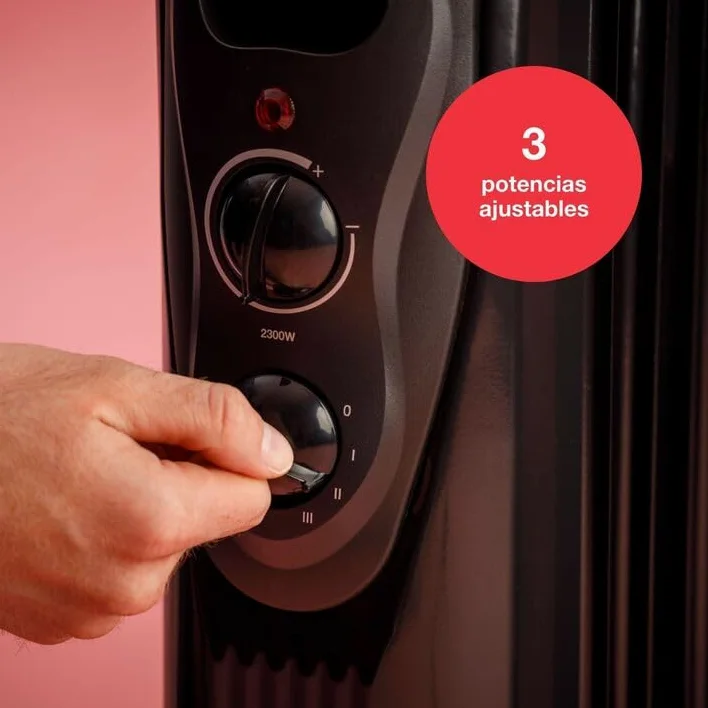 Solac - Radiatore elettrico ad olio 2300 W | 11 moduli | Basso consumo | fino a 23 m² | 3 livelli | Termostato regolabile | Sistema di sicurezza protezione surriscaldamento | Riscaldatore | Nero