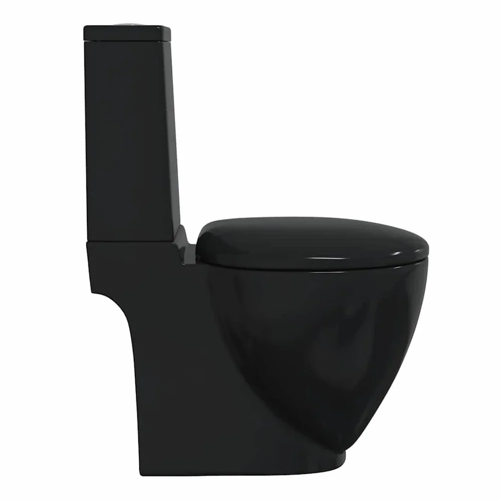 vidaXL WC Toilette in Ceramica da Bagno Nero Soft Close con Scarico Sanitari