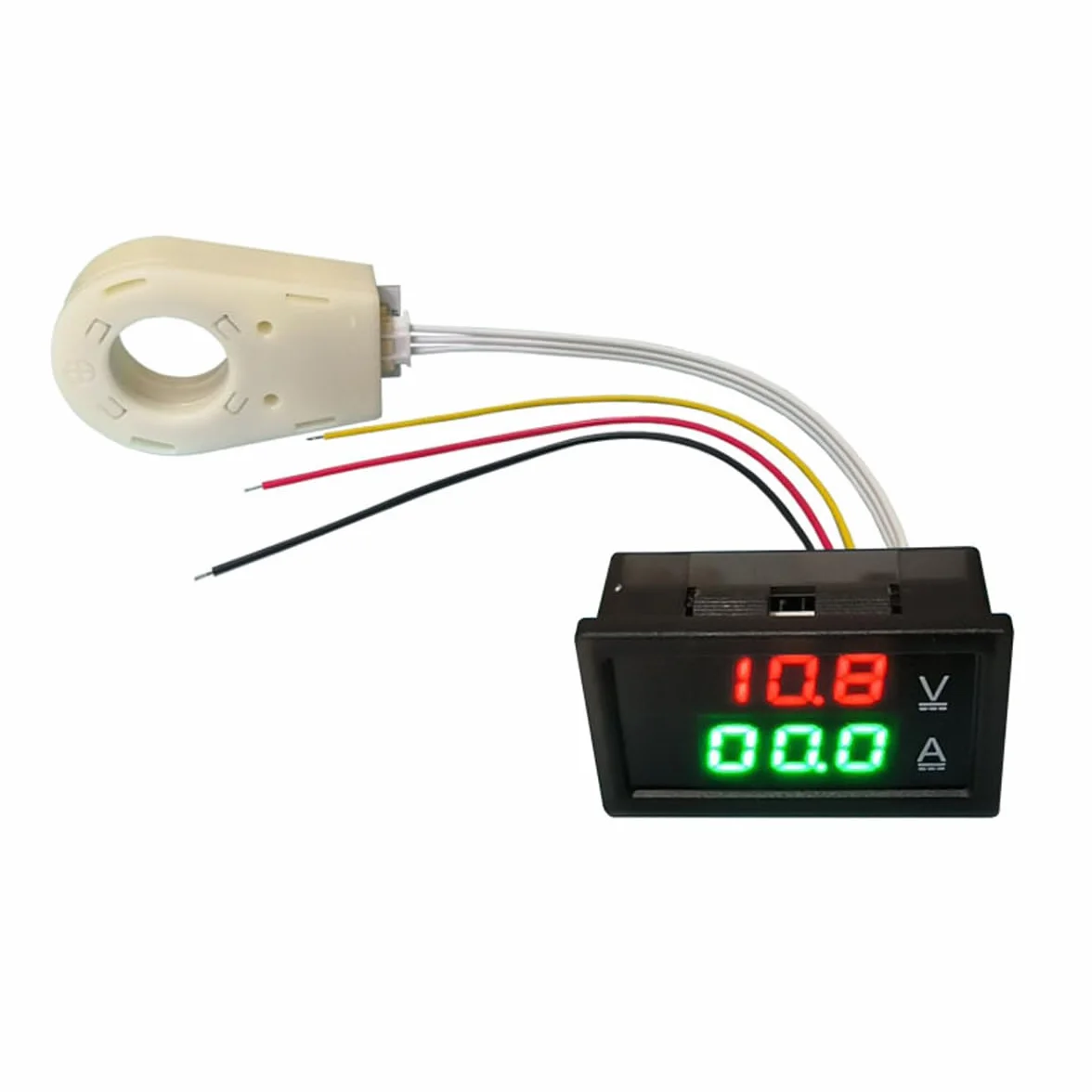 Misuratore di tensione e amperometro CC, misuratore di tensione e corrente a doppio display CC 5-100V 100A con trasformatore con sensore a effetto Hall