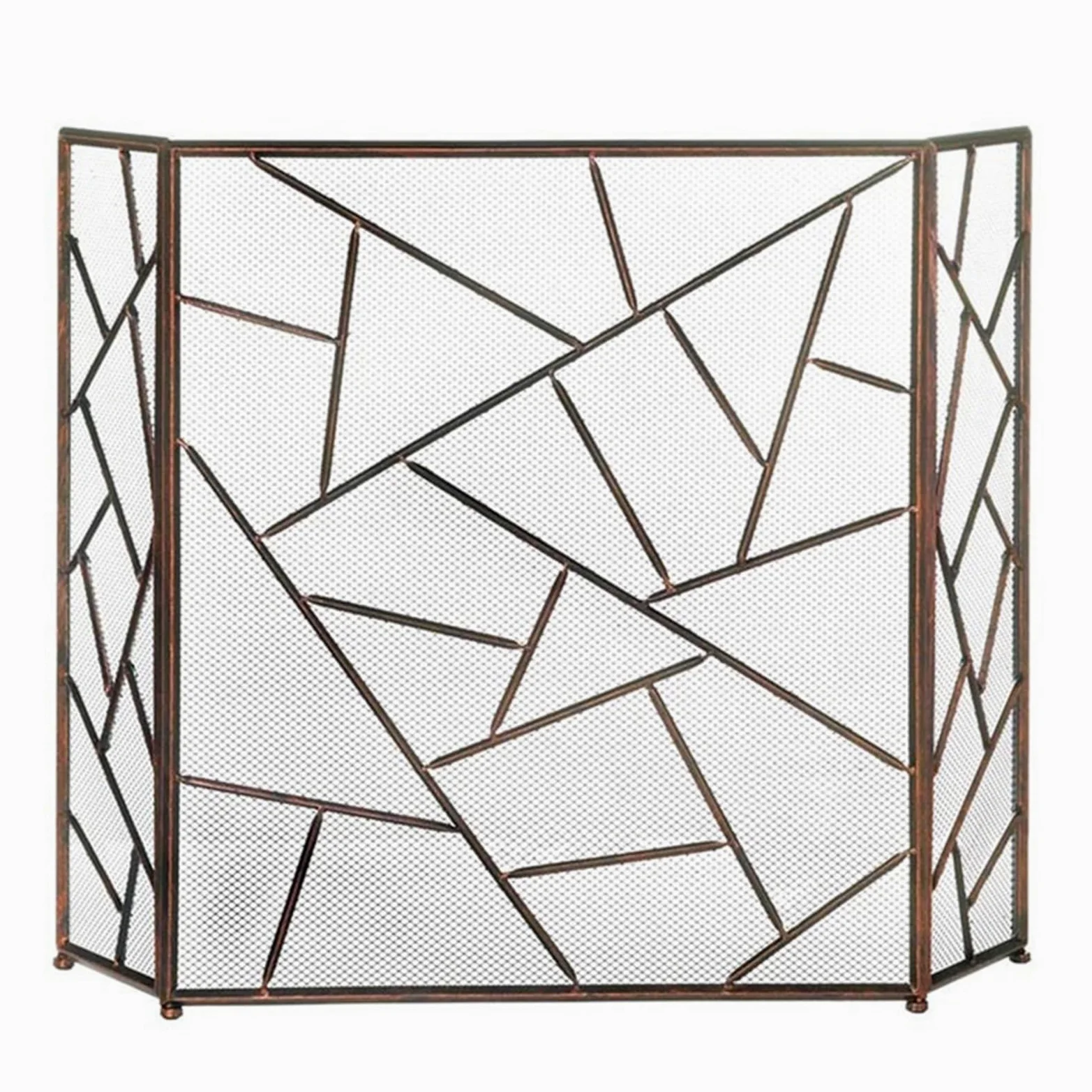 Parascintille Parascintille per Camino Pieghevole A 3 Pannelli, Grande 135×85cm, Semplice Parascintille per Fuoco A Carbone/Legna/Griglie, Bronzo Antico