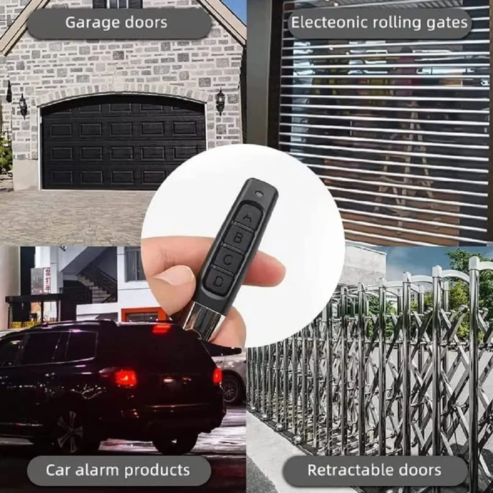 Duplicatore di telecomandi 4 in 1, duplicatore di telecomandi per auto, porte di garage, copia codice fisso e Rolling Code (4 pezzi)
