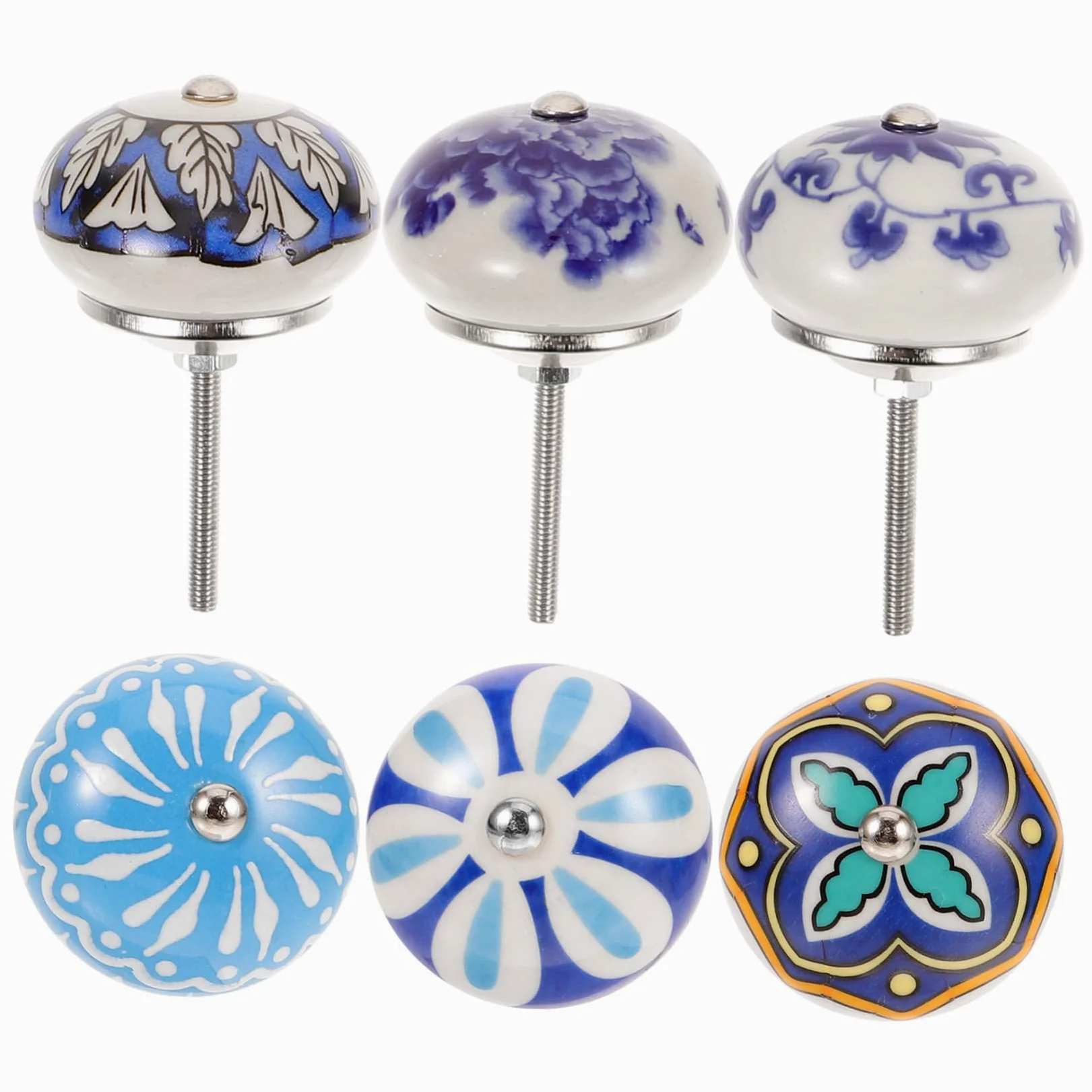 Lurrose 4 Set Manico in Ceramica Pomello Da Comò in Porcellana Maniglia Cassetto Chiave Cucina Pomello Per Armadio Monoforo Decorativo Per Comò 6 Pezzi*4