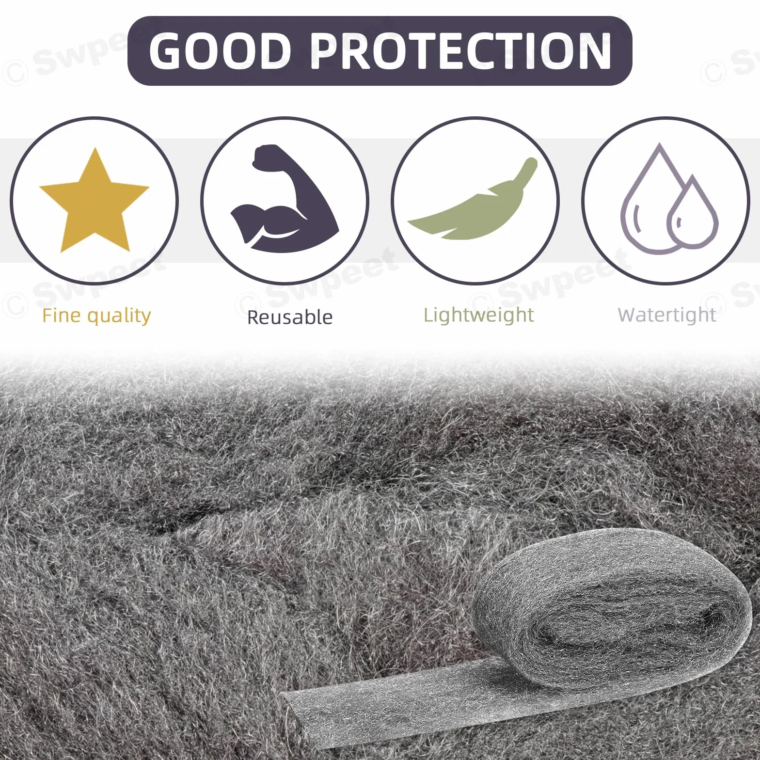 Swpeet Steel Wool Gap Filler per casa e garage, pacchetto fai da te