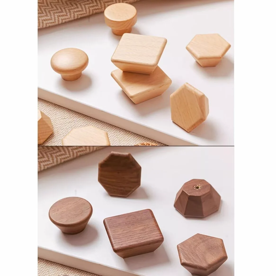 Pomelli ottagonali per cassetti, 60 mm, 10 pezzi, in legno di noce, pomelli ottagonali per ante di armadi, pomelli di ricambio per armadi, mobili, cucina, grandi dimensioni
