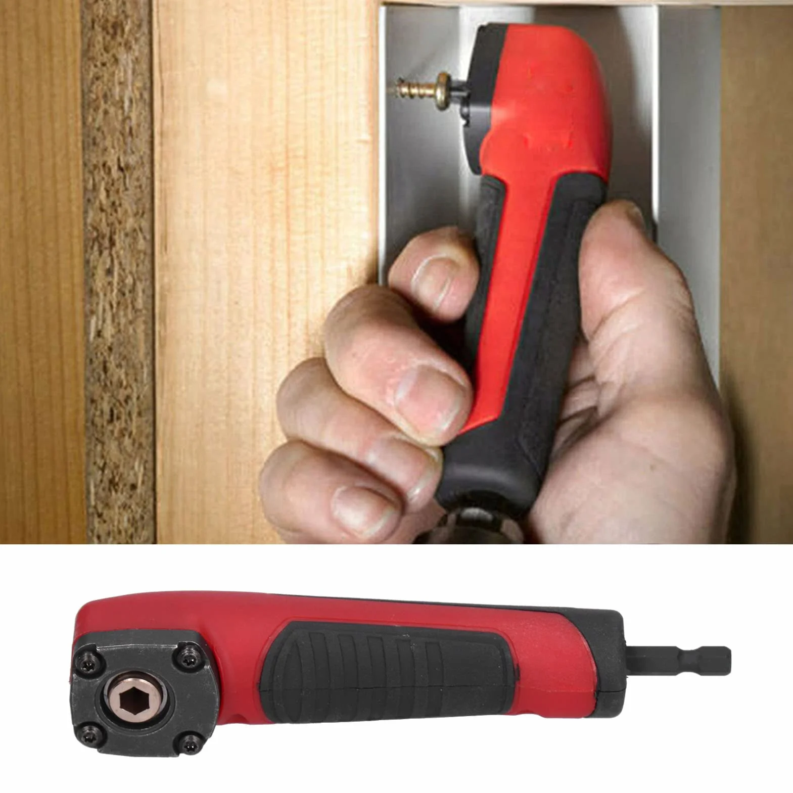 Adattatore ad Angolo Retto, Adattatore ad Angolo Retto Shockwave Adattatore Multifunzionale Rosso per Trapano Avvitatore a Percussione da 90 Gradi