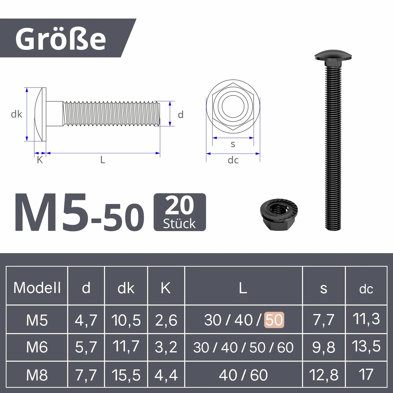 ORTAVA Viti a testa tonda M5×50 A2 V2A DIN 603 20 pezzi acciaio inox