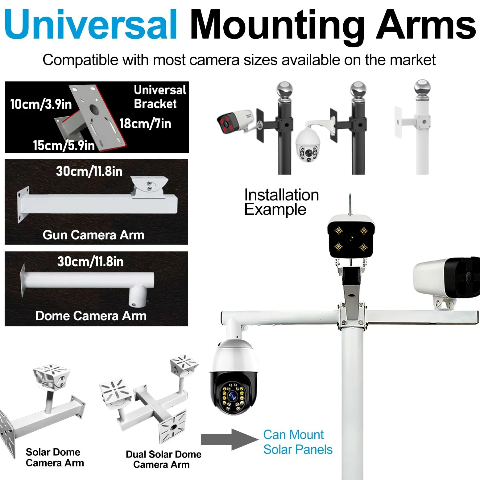 ERRULAN Staffa per Telecamera Esterna Supporto per palo per Telecamera di Sicurezza Esterna e Pannello Solare, palo di sorveglianza, palo CCTV per Tutte Le Stagioni(A,Height 2.5m/8.2 ft)