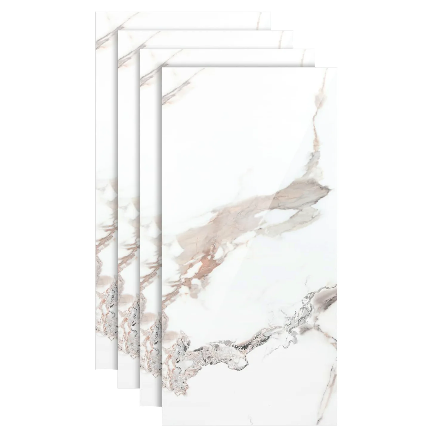 Pannelli da parete in PVC, effetto marmo, 120 x 60 cm, set da 8 pezzi, YB002 | Impermeabile, robusto e ritagliabile, non autoadesivo, per cucina, bagno, soggiorno e ufficio