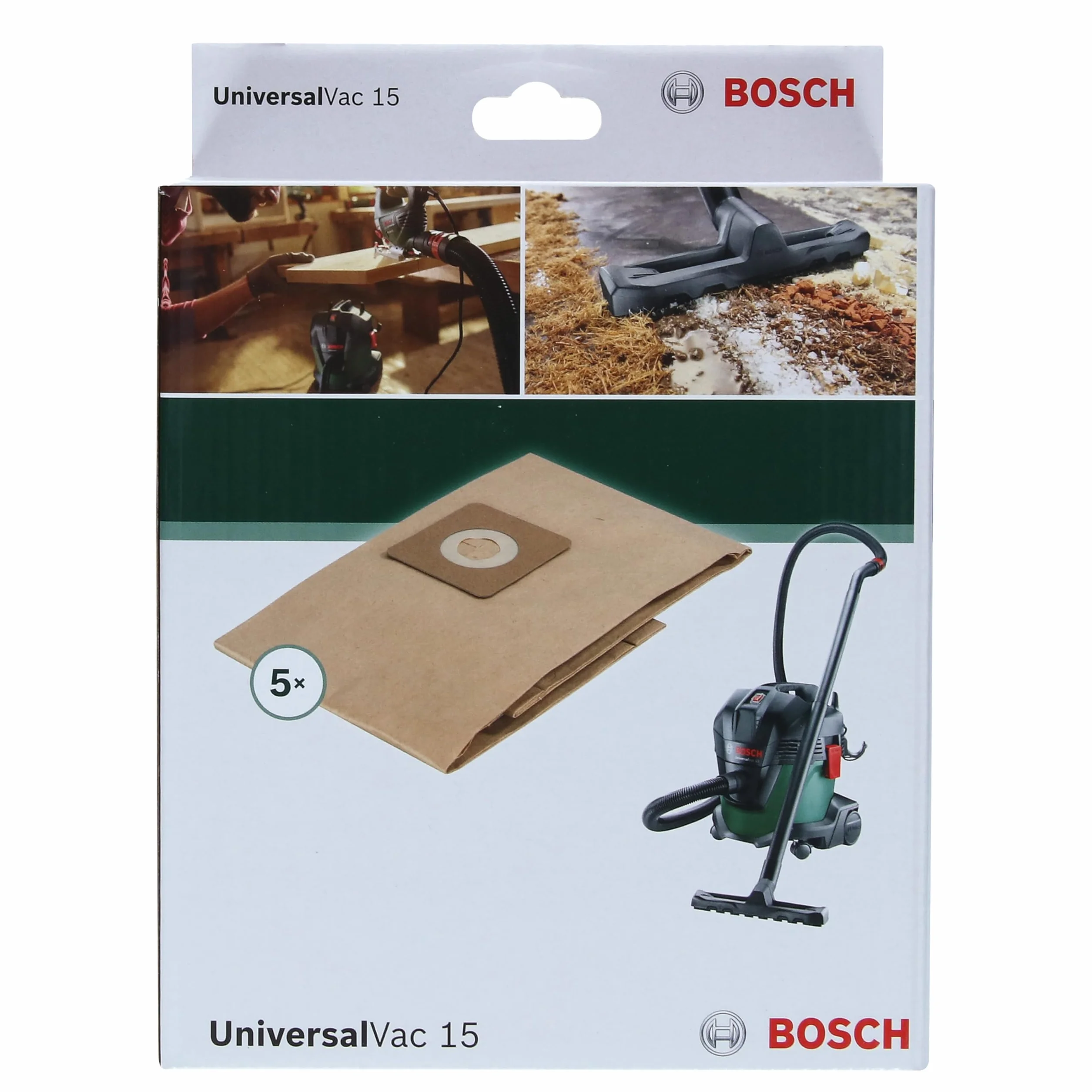Bosch Accessories 5 sacchetti filtro di carta per aspirapolvere UniversalVac 15
