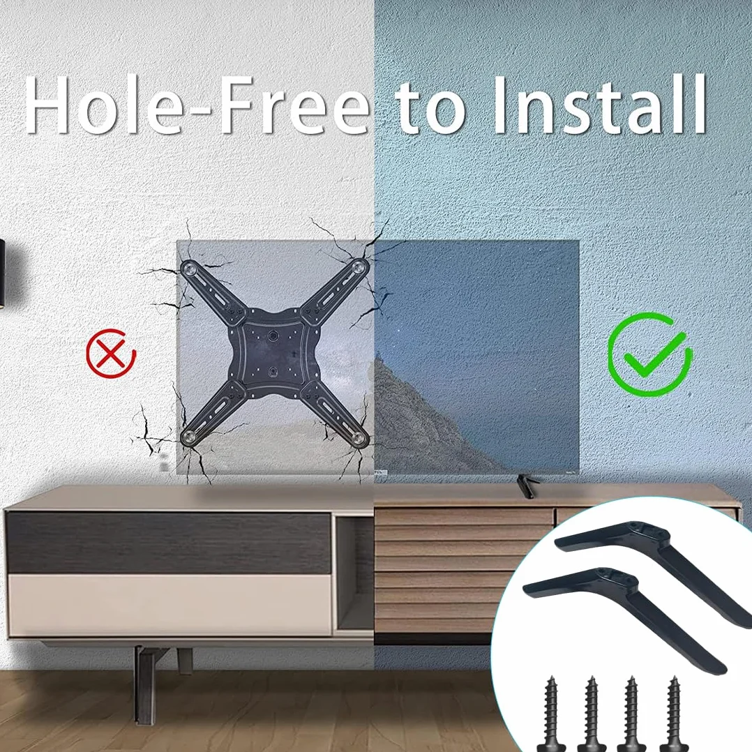Piedistallo Universali per Supporto TV da Tavolo, base TV, per TVs da 30 a 55 LCD Pollici Support TVs in Plastica, Antiscivolo, Installazione Semplice, Supporto da Tavolo con Viti, Nero