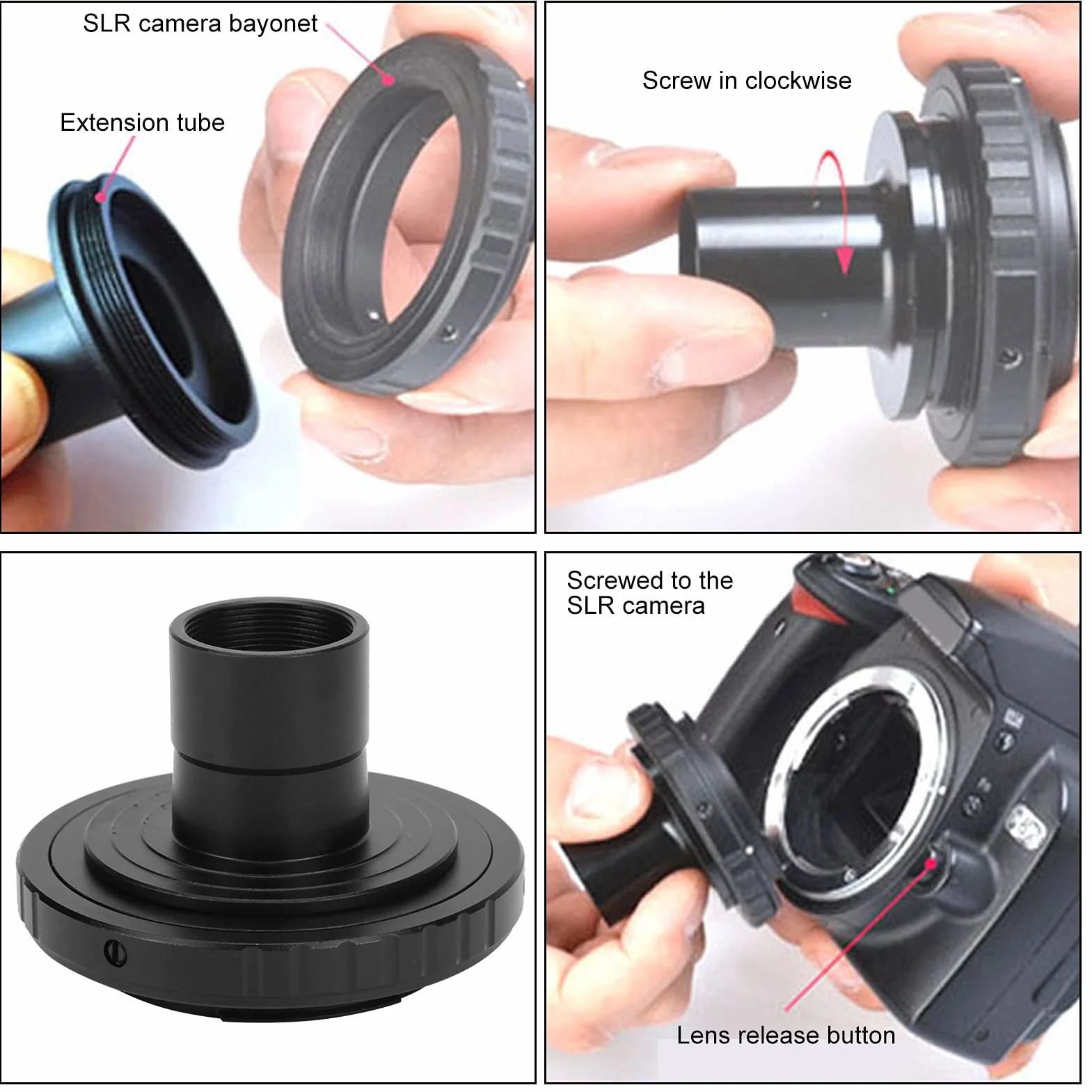 Anello Adattatore per Microscopio, Tubo di Prolunga con Attacco a T per Microscopio da 23,2 Mm Anello Adattatore per Montaggio T2 per F, Montaggio su Fotocamera
