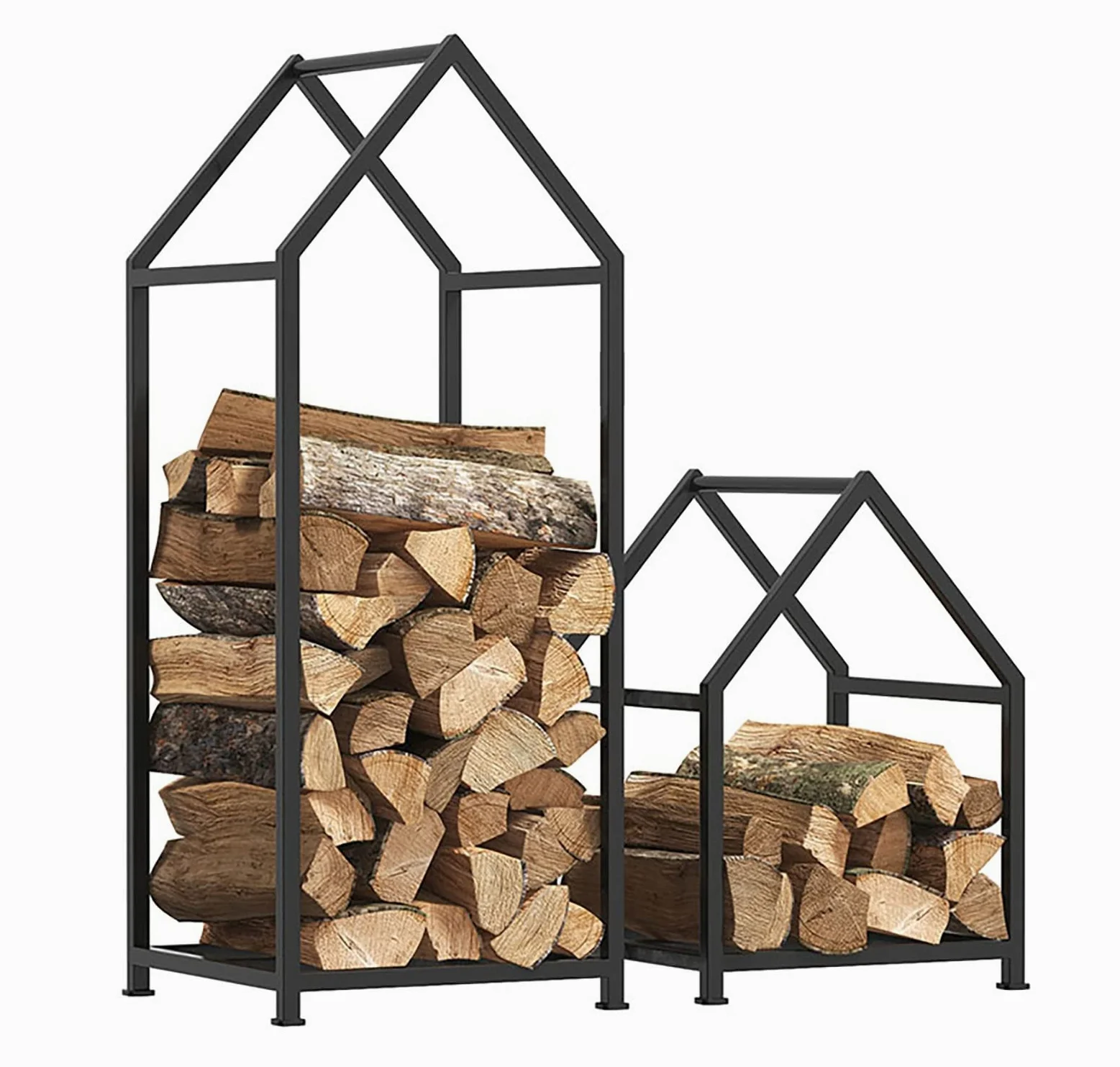 Portalegna da ardere per interni ed esterni, supporto moderno in metallo, grande e piccolo, per cortile, braciere, camper, capanno in legno, fattoria, soluzione di archiviazione robusta ed elegante