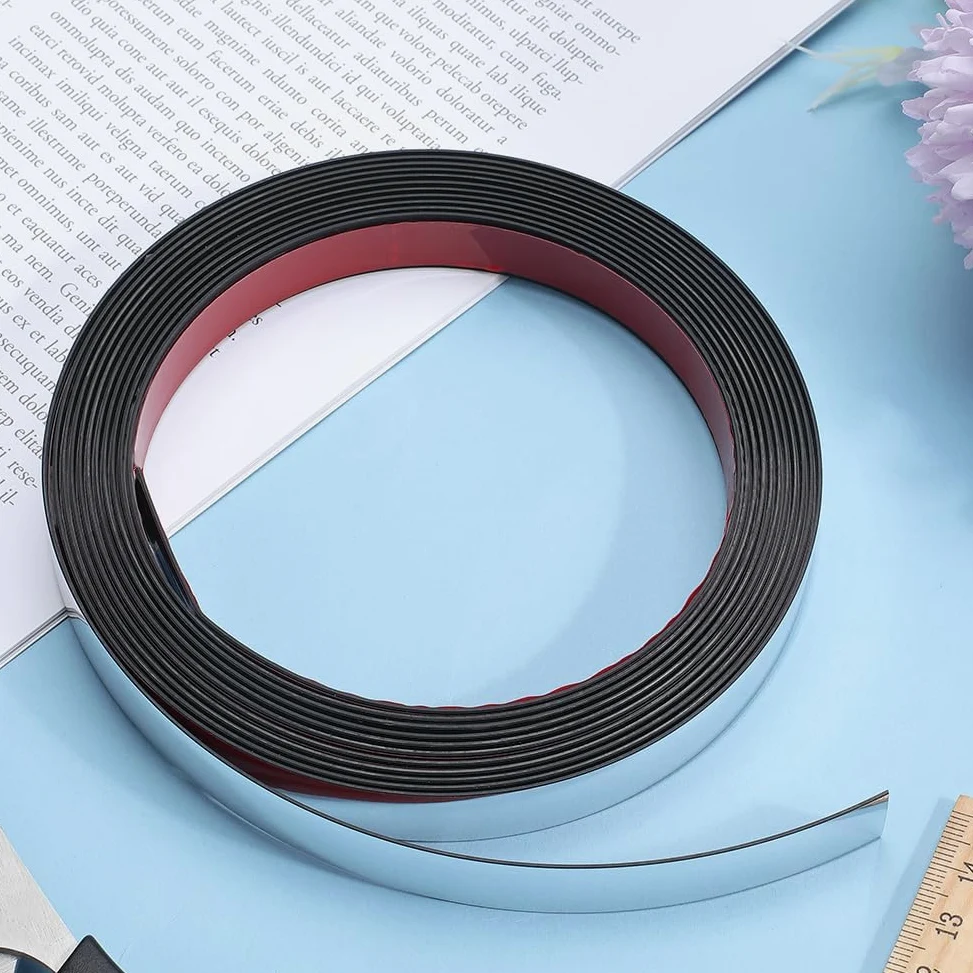 GORGECRAFT 5m*15mm Modanatura Rimuovi e Incolla Argento Flessibile Bordo Specchio Striscia Decorativa Autoadesiva per Parete Soffitto Pannello Pavimento Armadietto Piastrella Bordo Angolo Telaio