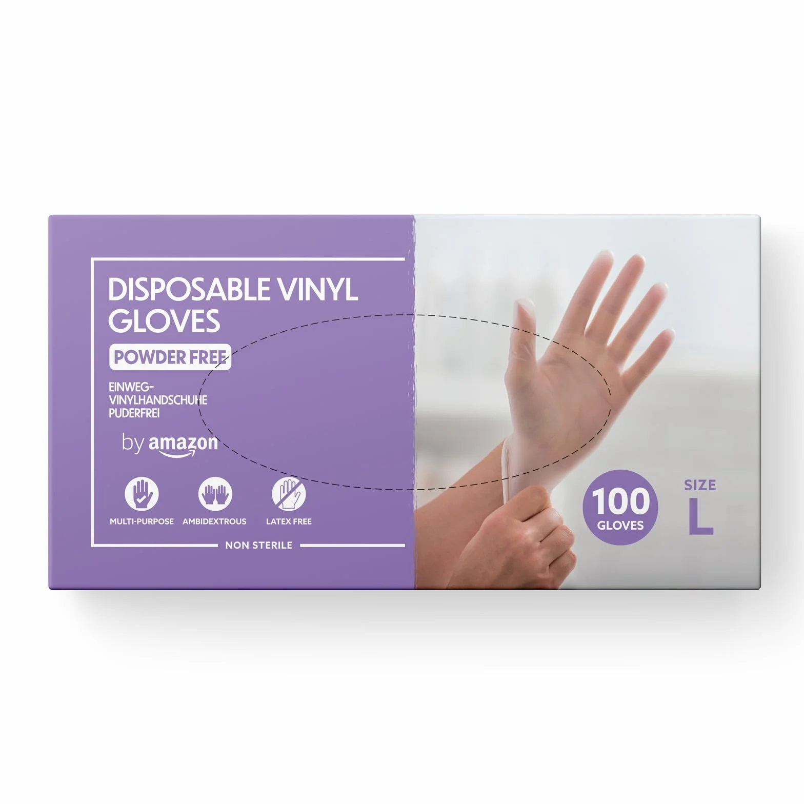 Guanti monouso in vinile Taglia L Confezione da 100 Trasparente by Amazon