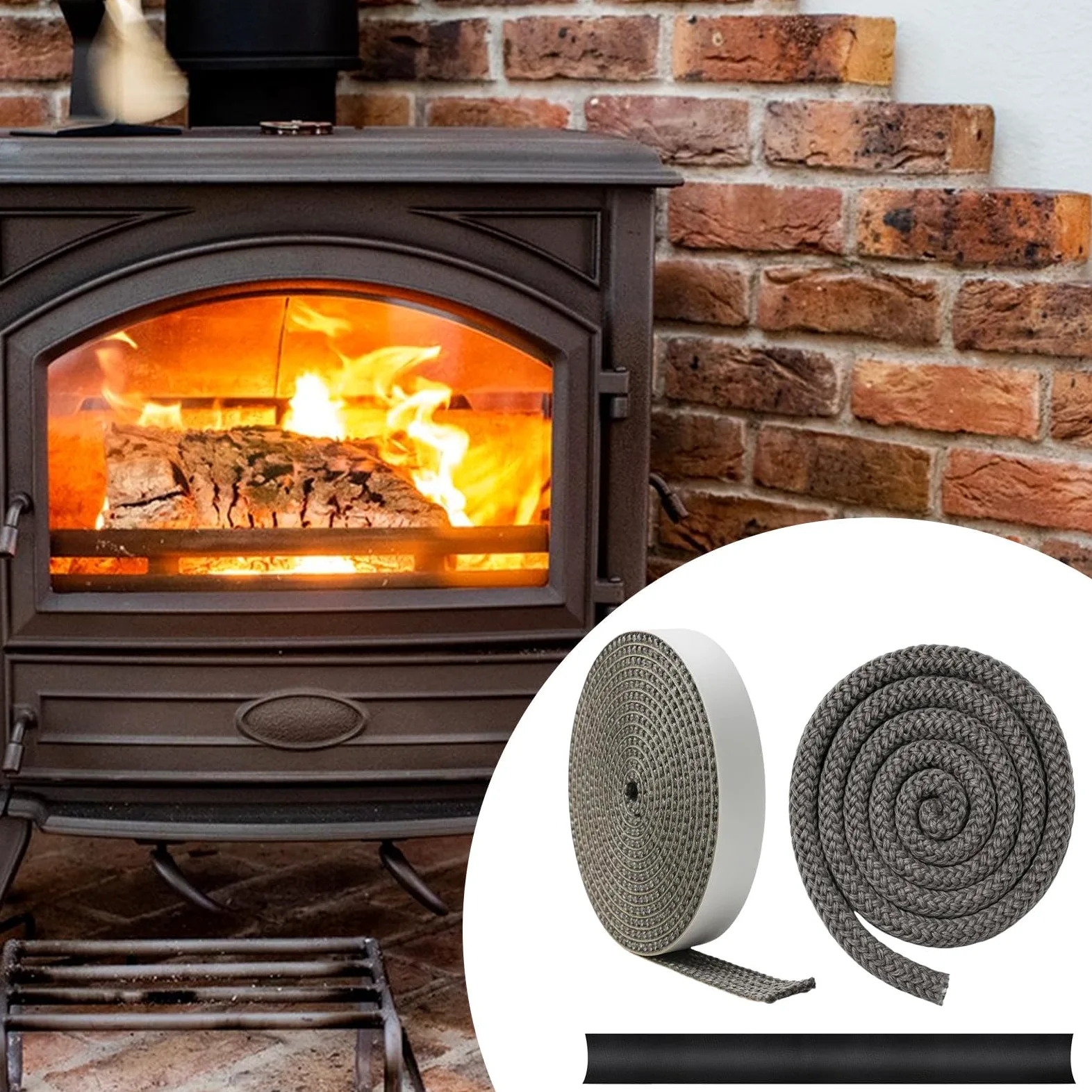 perfk Guarnizione per in corda di fibra di vetro Guarnizione per stufa resistente al calore versatile di facile installazione