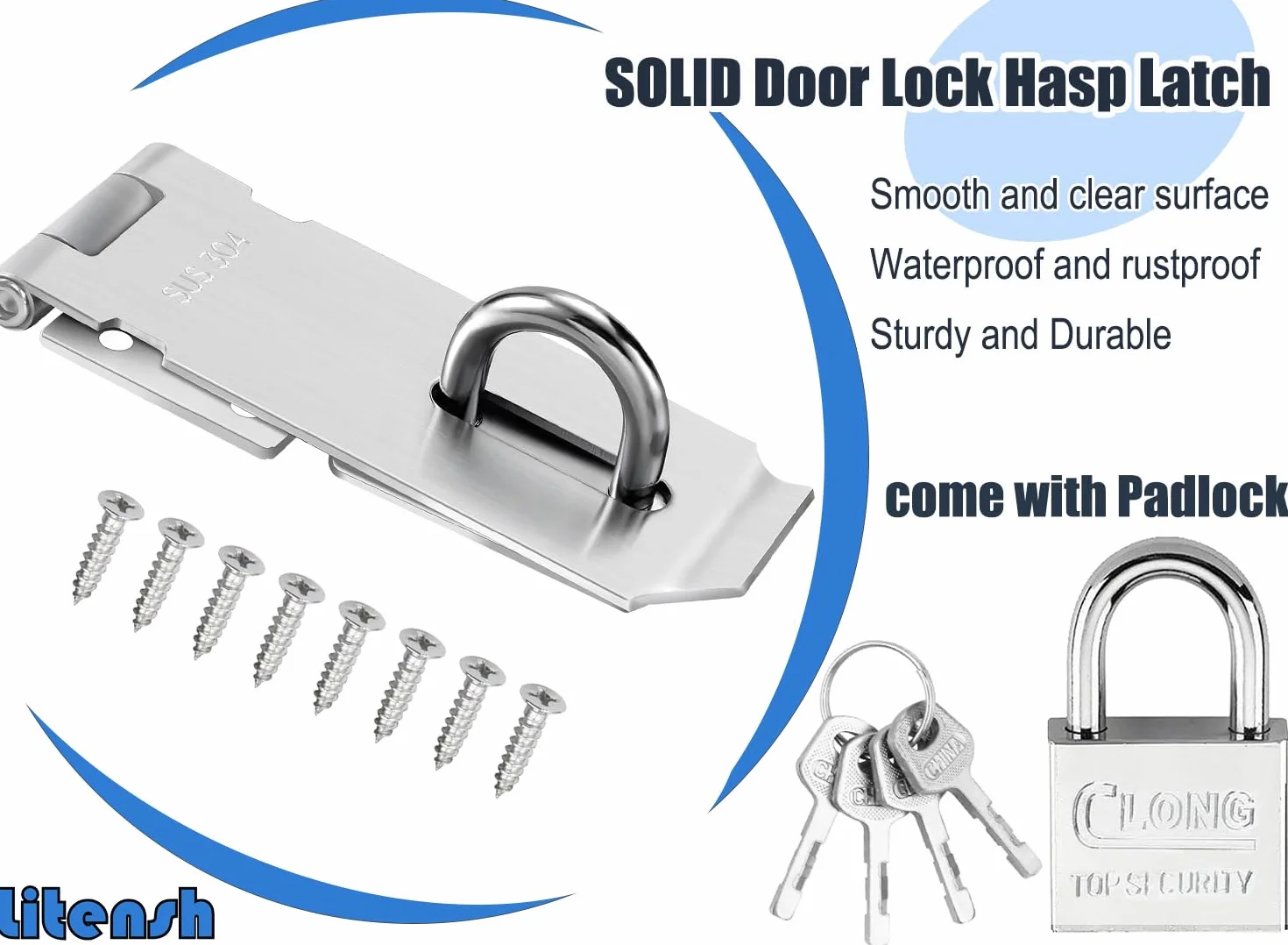 Packlock Hasp Serrature per porte in acciaio inox 7,6 cm chiusura di sicurezza extra spessa