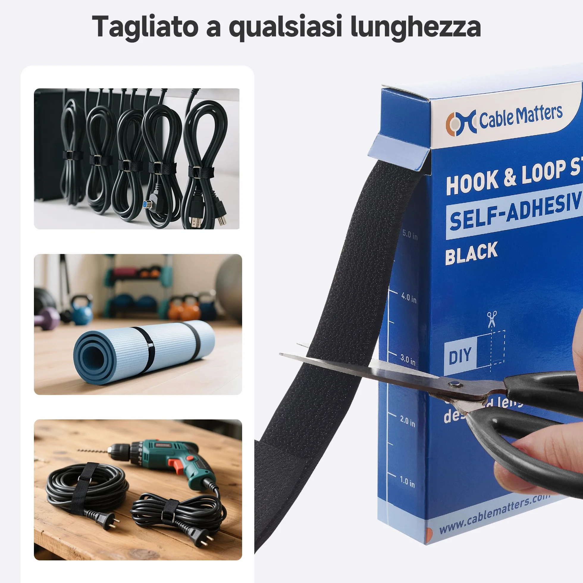Cable Matters Cinghie a strappo con fibbia 9 m 45 fibbie metalliche regolabili per cavi 25 mm nero