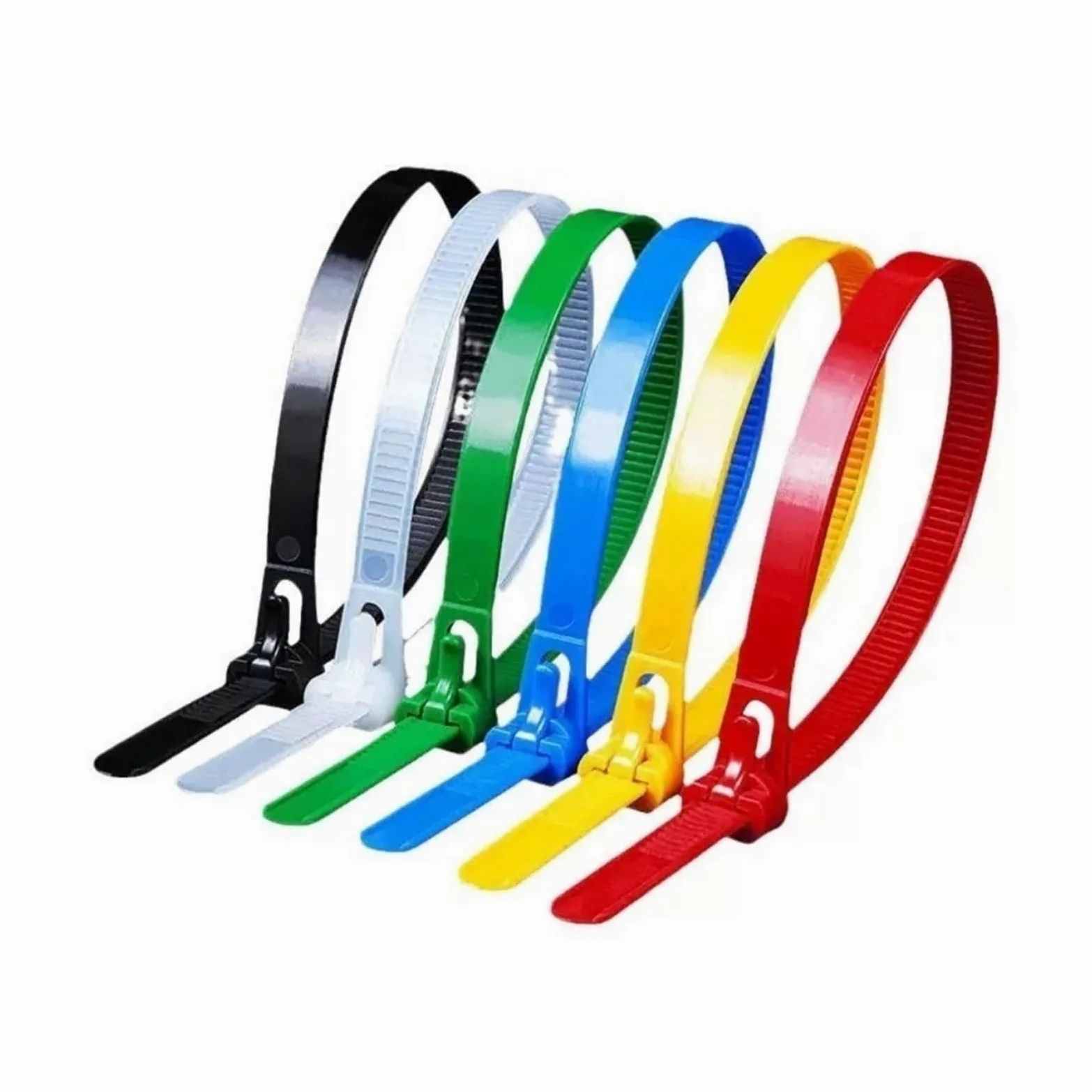 Fascette riutilizzabili con pulsante di rilascio | Fascette in nylon misto bianco e nero - Cinghie slipknot staccabili per casa, ufficio e officina (colorate, 200 pezzi)