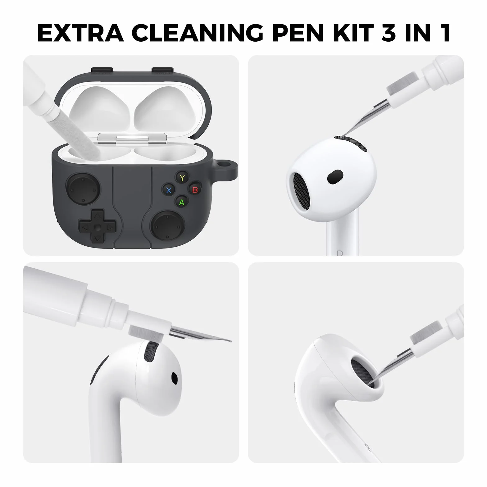 AhaStyle AirPods 4 Custodia Cover con Kit Pulizia Retro Handheld Game Console Design per AirPods 4a Generazione Custodia Morbida Pelle Protettiva in Silicone per Apple AirPods4 2024 Custodia Ricarica