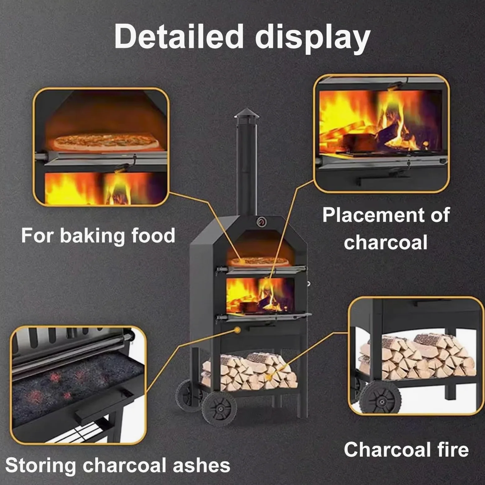 Cucina a Legna con Forno con Ripiani Cassetto Raccoglipolvere Stufa a Legna Economica per Cucinare Forno Multifunzione Adatto per Campeggio e Attività All'aperto