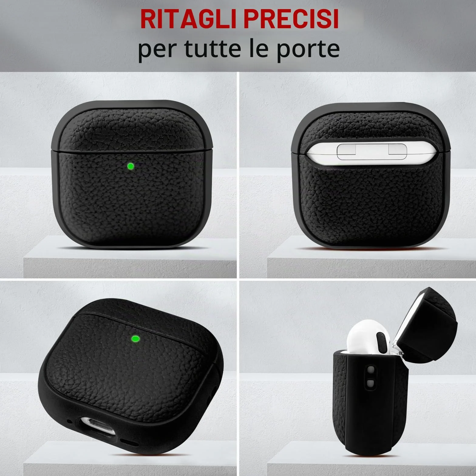 Teyomi Cover compatibile con Airpods 4, TPU Airpods 4 Cover con Cordino, Custodia Protettiva Progettazione della trama per AirPods 4 Generazione Case, Supporto ricarica wireless [Nero]