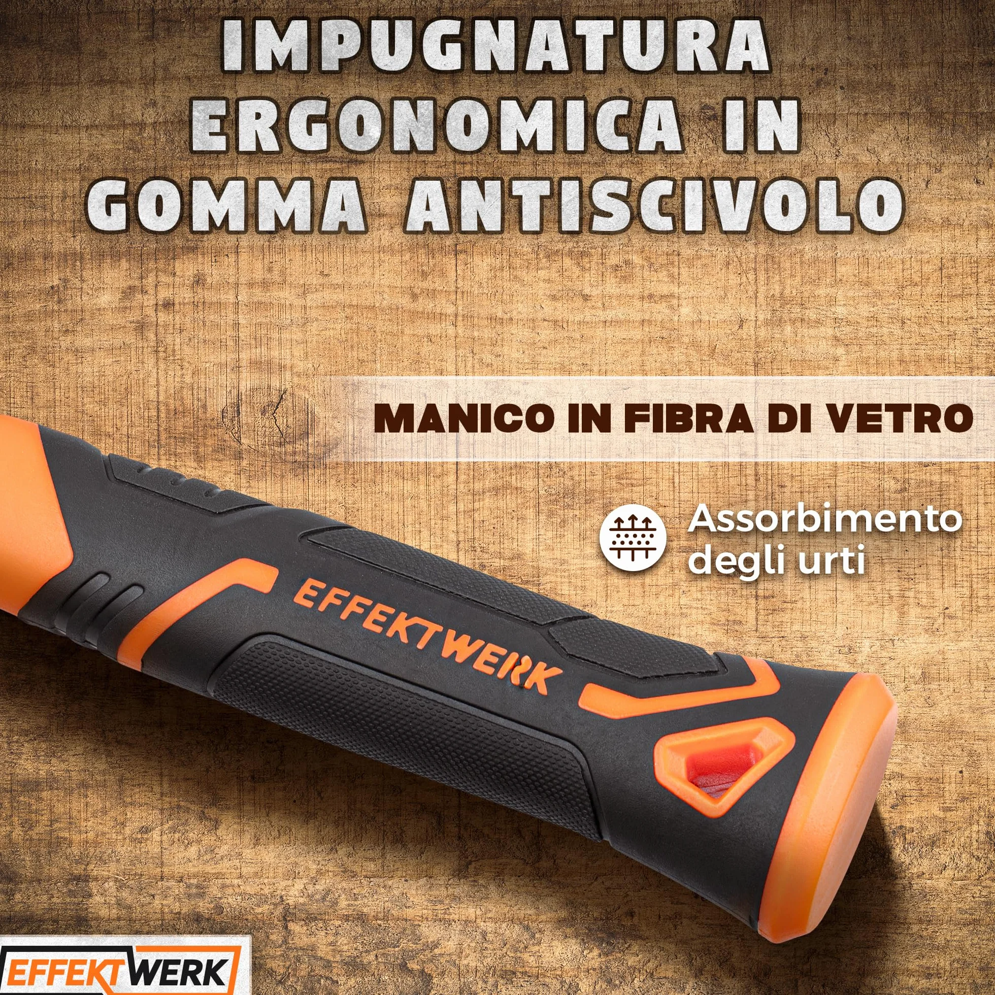 Martello a manico lungo 2 kg 4,4 lb fibra di vetro 24 cm testa in acciaio forgiato demolizione