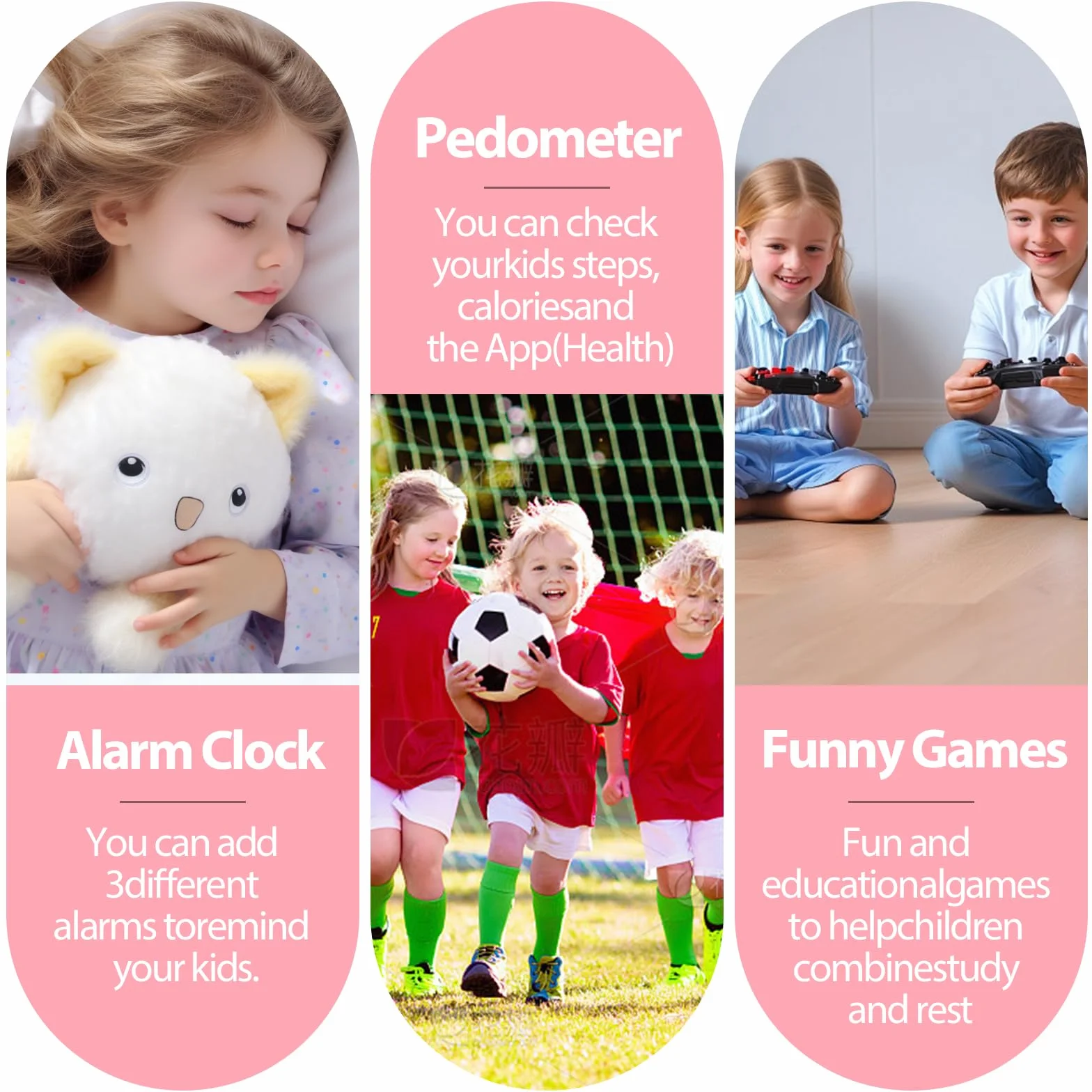 PTHTECHUS Smartwatch per Bambini, 4G Orologio GPS Bambini, Videochiamata e Telefono, WIFI/GPS/LBS Contapassi Ricevi SMS SOS Calcolatrice Timer Sveglia, Regali per Bambini Dai 4 Anni in Su, Rosascuro