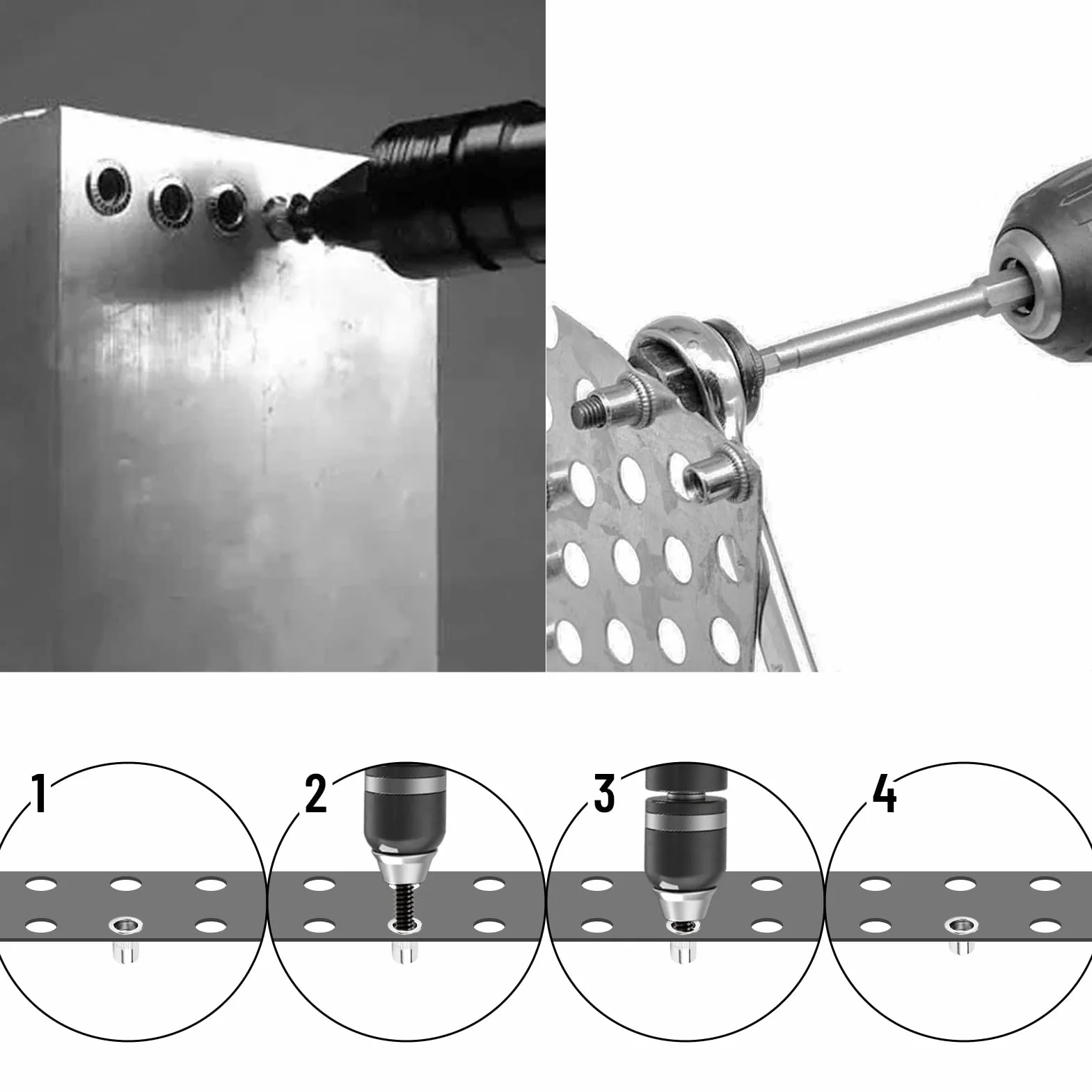 80 Pezzi Dadi Rivetti Filettati in Acciaio Inox M6 M8 Testa Piatta Svasata