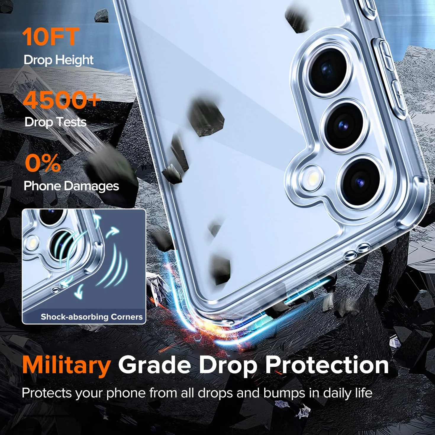 iVoler Anti Ingiallimento Chiaro Cover per Samsung Galaxy S25 5G con 2 Pezzi Pellicola Vetro Temperato, [Antiurto di Grado Militare] Custodia Trasparente Sottile Case