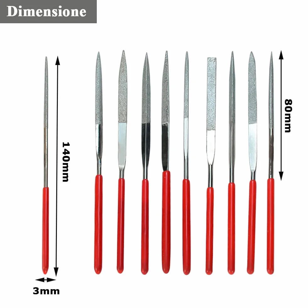 Set di Lime Diamantate in Titanio 10 Pezzi, Lime ad Ago di Precisione Multifunzionale
