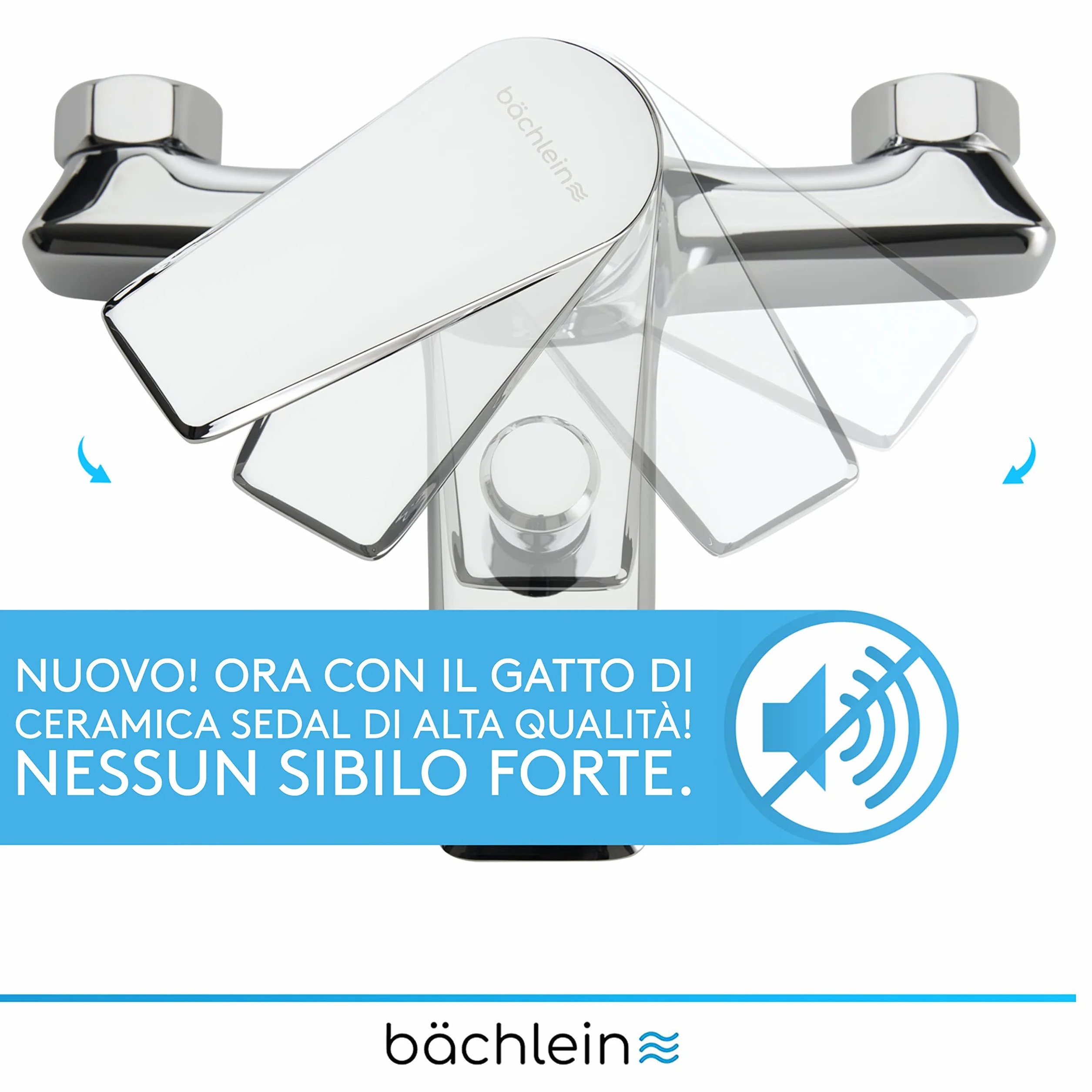 Bächlein Miscelatore Universale per Vasca da Bagno Cromo - Set Completo di Miscelatori per Vasca da Bagno con Accessori, Miscelatore Monocomando per Vasca da Bagno a Vista