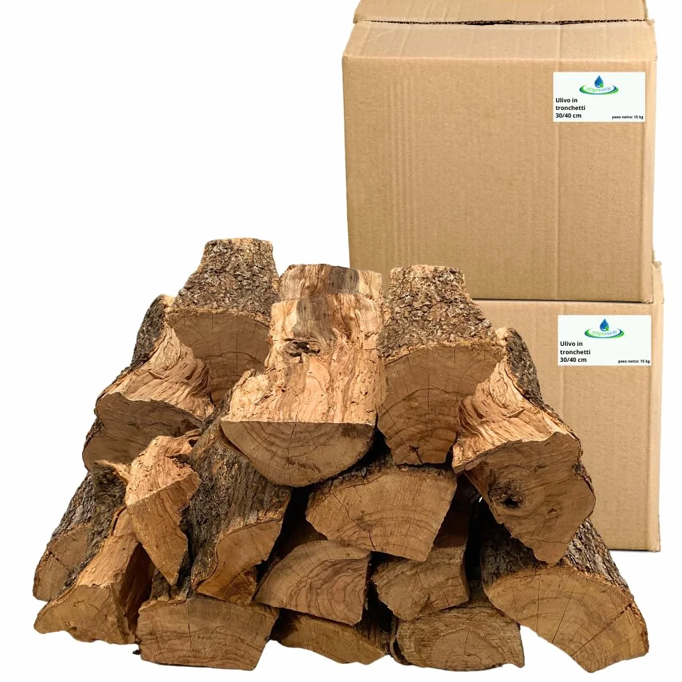 acquaverde Legna da Ardere di Ulivo 20 kg Olivo per Camino Scatola 2 scatole