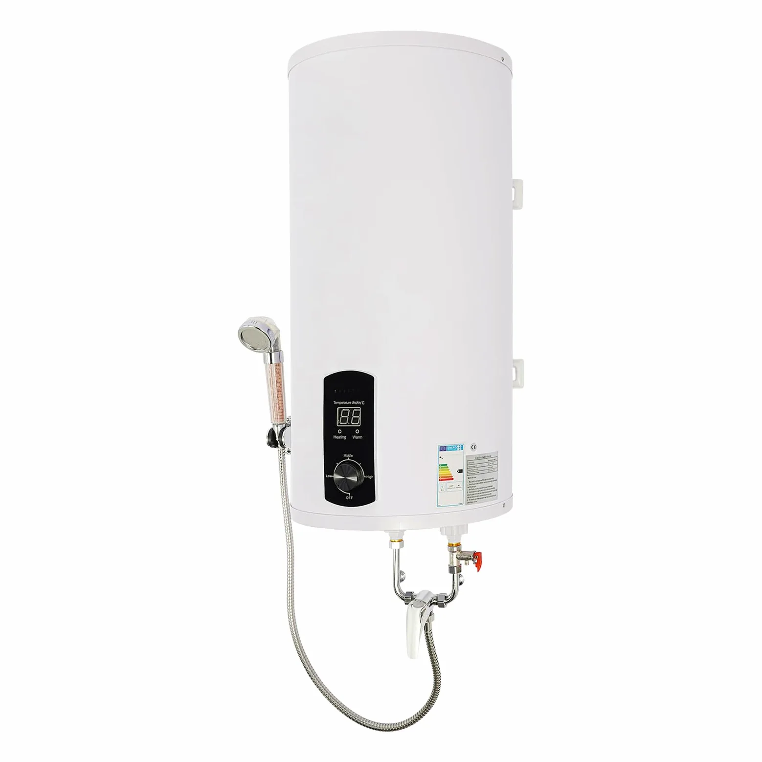 Scaldabagno elettrico, 80 l, 2000 W, serbatoio in acciaio inox, indicatore LED | Design montato a parete: capacità di 80 litri, protezione dell'acqua IPX4, spina UE