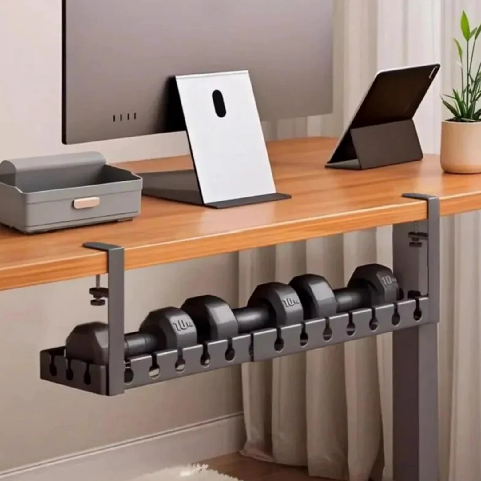 Portacavi in ​​ferro sotto la scrivania | Dimensioni multiple, senza trapano, portacavi sotto la scrivania: supporto for ciabatta e organizer for cavi(Retractable)