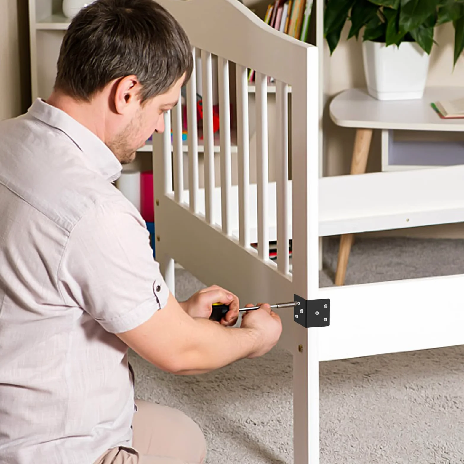 20 staffe angolari in metallo, staffe a L da 5,1 cm per legno, resistenti a 90 gradi, ad angolo largo, in metallo nero, per mobili in legno, letto, sedia