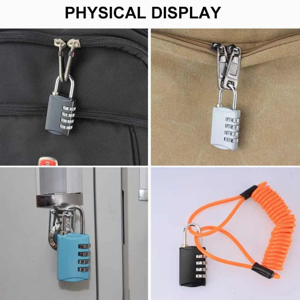 Lucchetti a combinazione， Lucchetti per valigie Lucchetto con password a 4 cifre, lucchetto di sicurezza for valigia e bagaglio, lucchetto for armadietto della palestra(Silver,Silver)