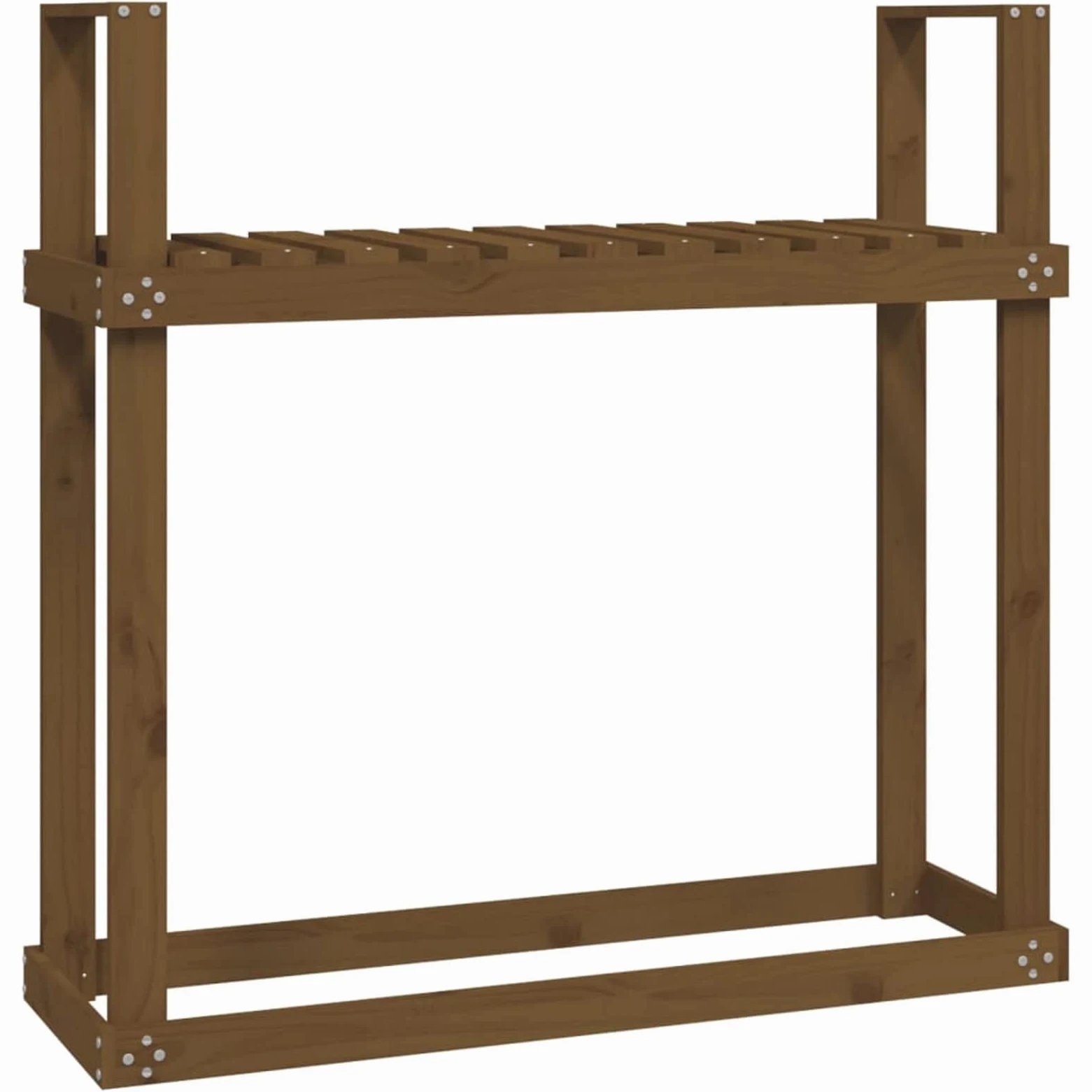 Homgoday Portalegna Marrone 110x35x108,5 cm in Legno Massello di Pino, Portalegna da Interno, Portalegna da Ardere, Porta Legna per Camino, Legnaia da Interno, Impilabile Stufa Ripiano Legno