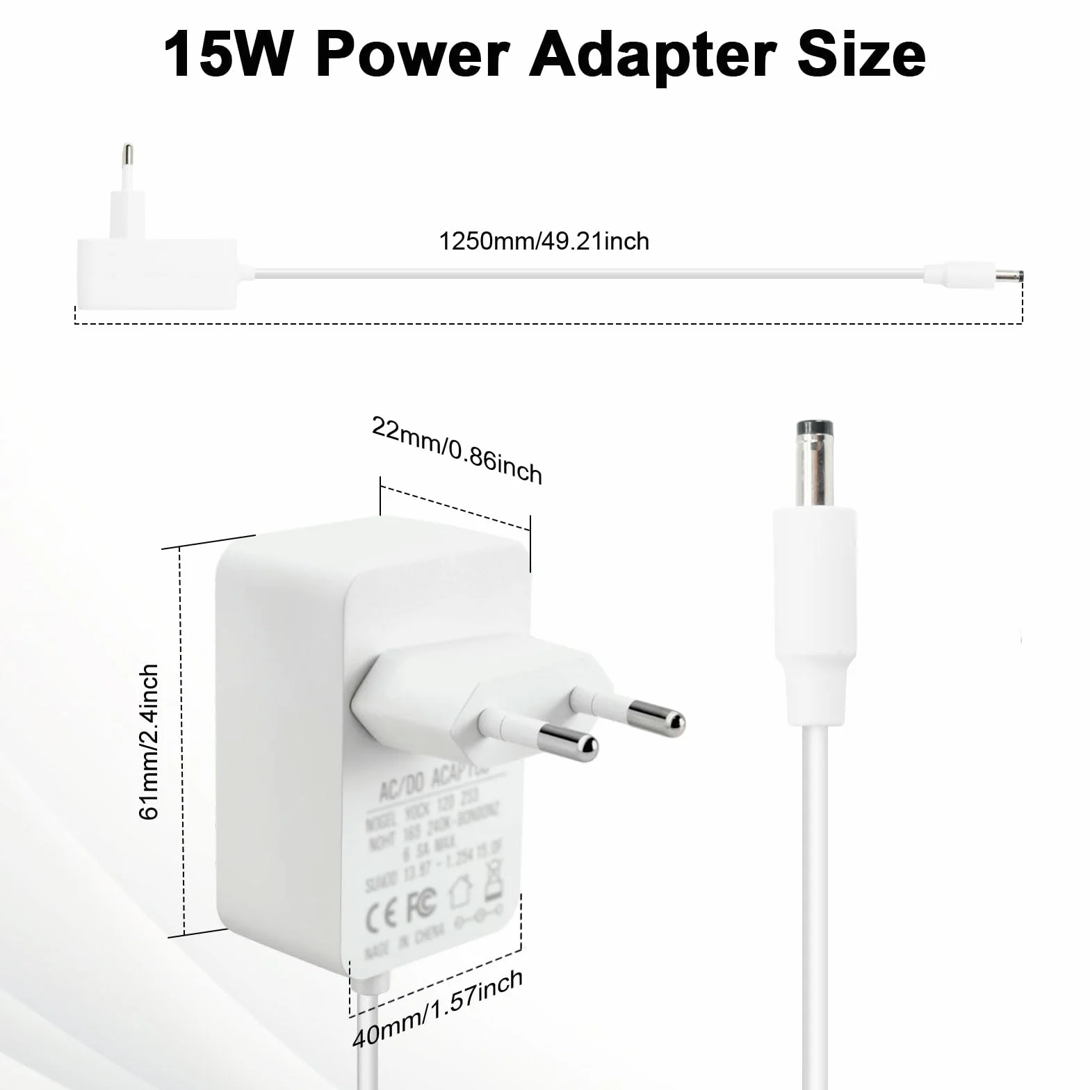15W Alimentatore per Echo Dot Binghe 12V 1.25A Alimentatore, 15W Cavo di alimentazione per Echo Dot 3a, 4a e 5a Gen, Echo Show 5 1a e 2a Gen, Echo Spot, Echo Pop, Echo Plus, bianco