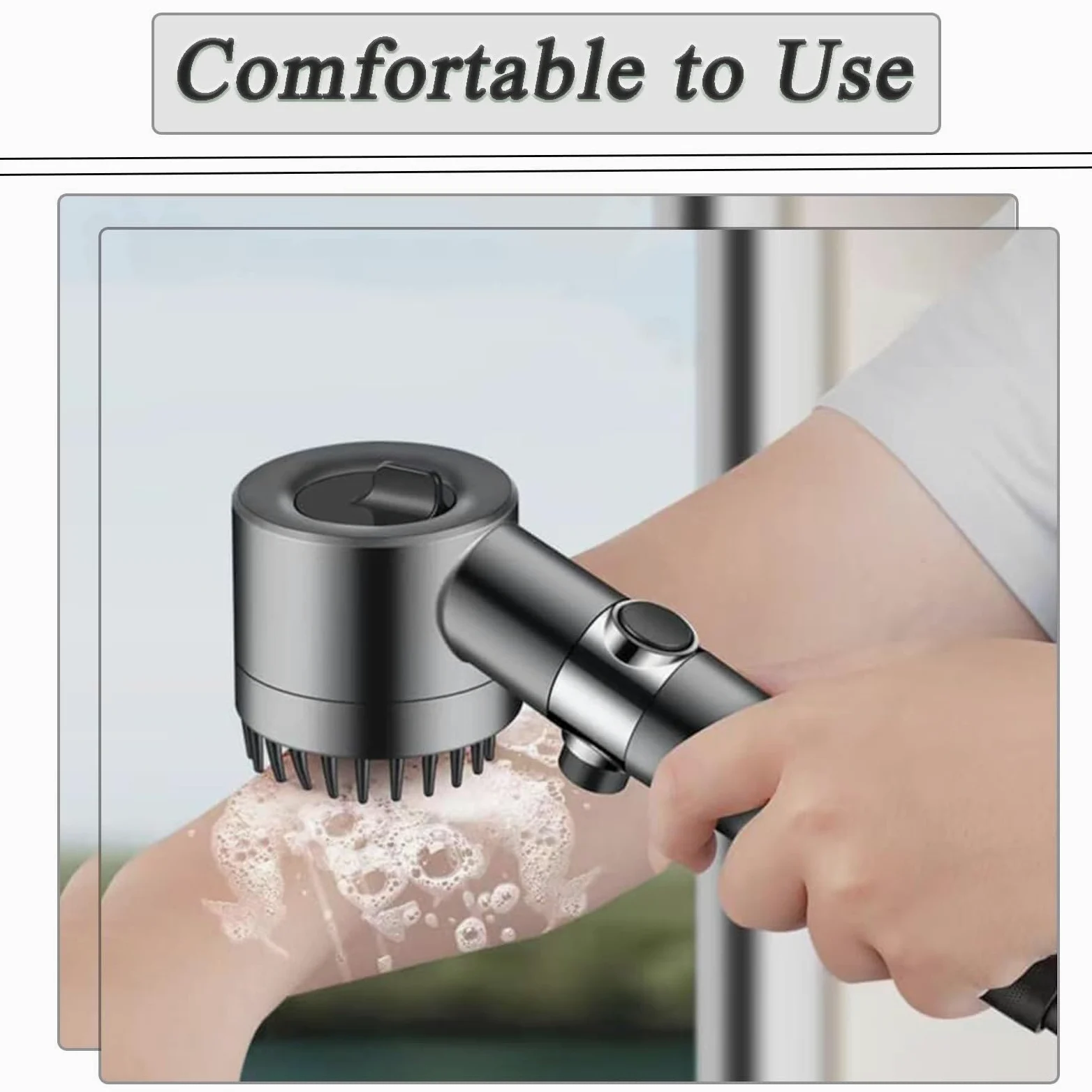 Soffione doccia per la purificazione dell'acqua ad alta pressione: arresto one-touch+vano filtro trasparente | Tubo flessibile da 1,5 m+set di 5 elementi filtranti, base a sgancio rapido intelligente(