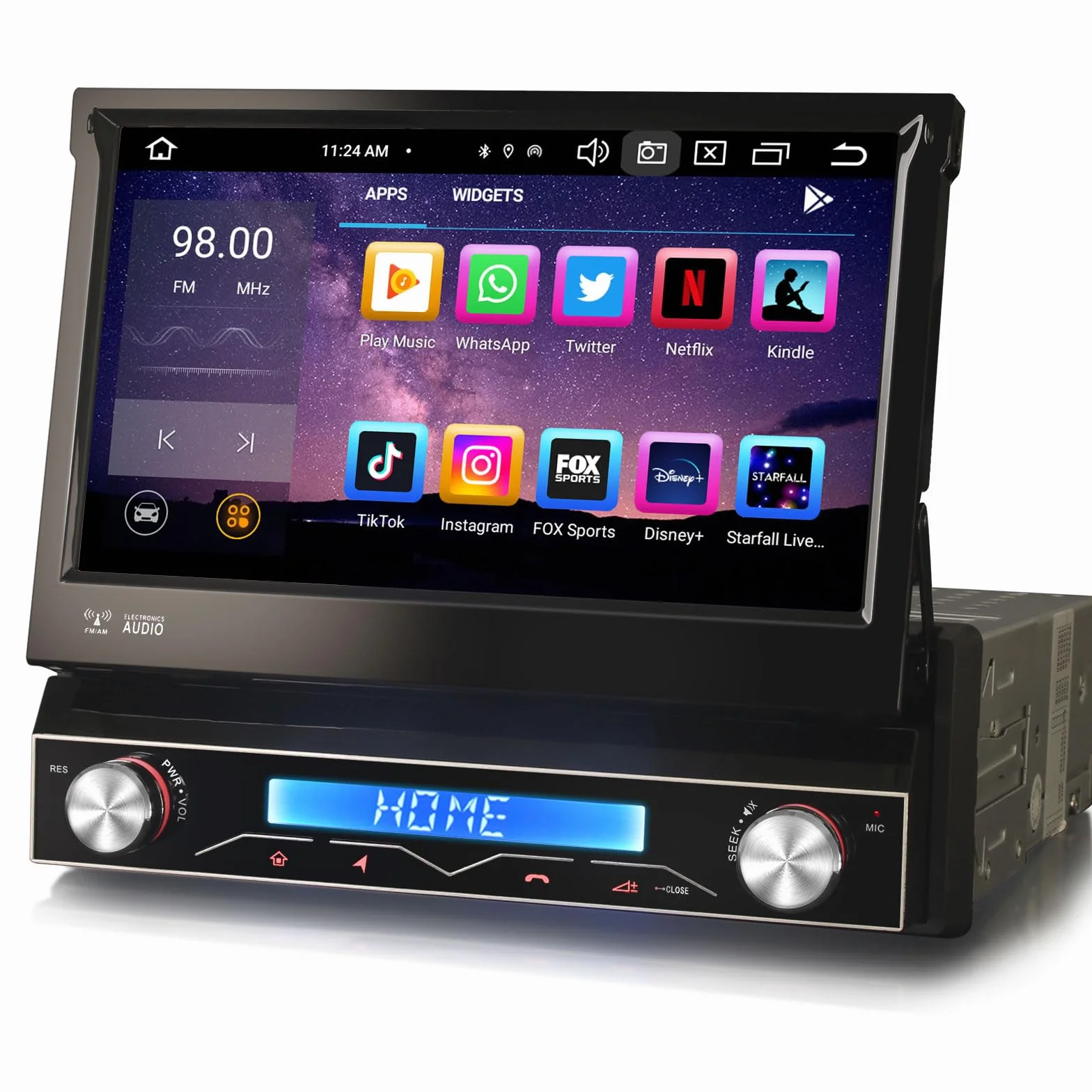 8-Core Android 12 Autoradio 1 Din GPS Navigatore con Schermo Motorizzato Wireless Carplay Android Auto Bluetooth WiFi DSP DAB+ RDS OBD2 TPMS 4GB RAM+64GB ROM, ES8568U