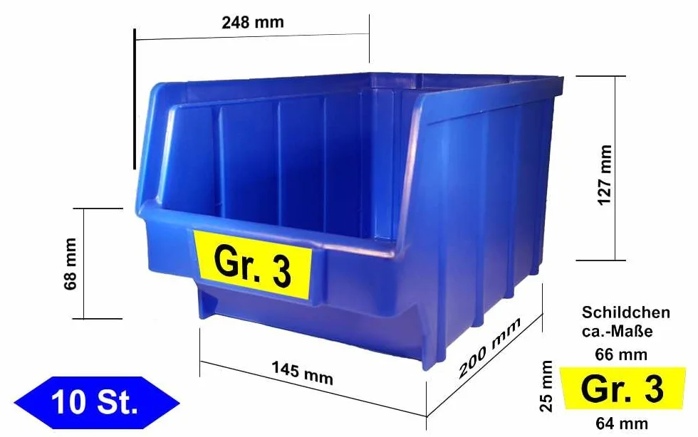 Scatole impilabili PP 52 pezzi 145x248x127 mm blu GR.3