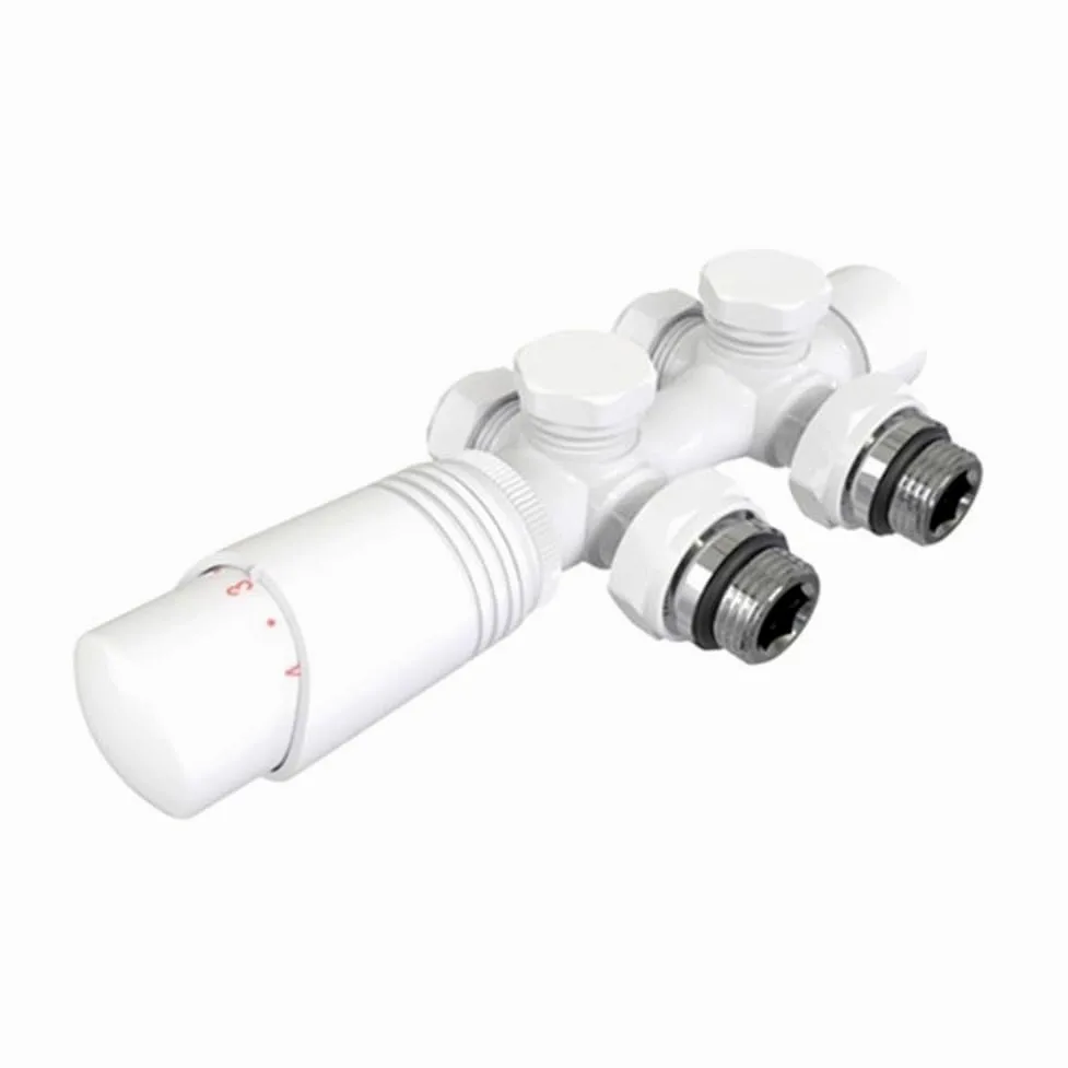 Valvola termostatica per radiatore in ottone con controllo della temperatura a 7 livelli, attacco G1/2", per tubazioni a parete e pavimento, compatibile con sistemi a doppio tubo standard da 50
